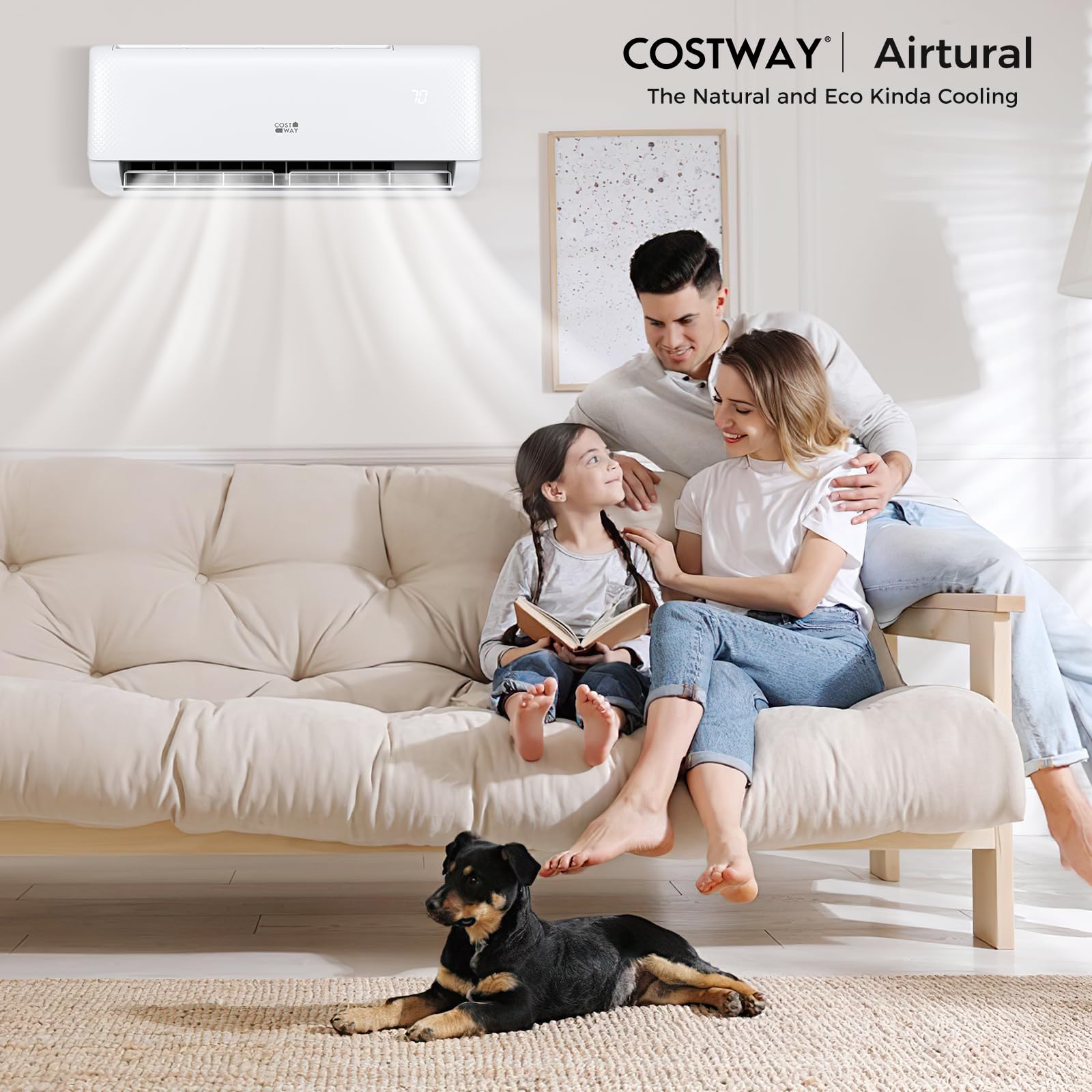 Costway 18,000 Btu Mini Split Air Conditioner, Energy Star, With Heat Pump, 21 Seer2 Inverter Split Ac Unit With 24H Timer, Remo