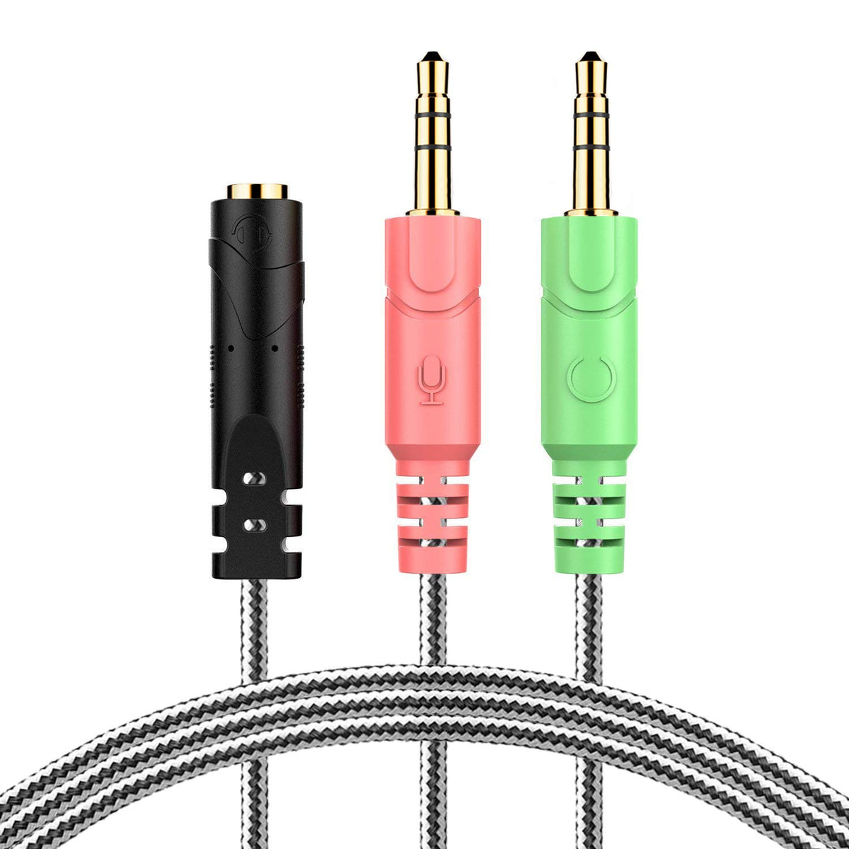 MillSO Headset Adapter (3.3 Feet) 3.5mm Audio Jack Y Cable Headphone Adapter 3.3 feet 1x 3.5mm Female to 2X 3.5mm Male Headset Adapter Compatible for TRRS Gaming Headset to Double-Jacks PC