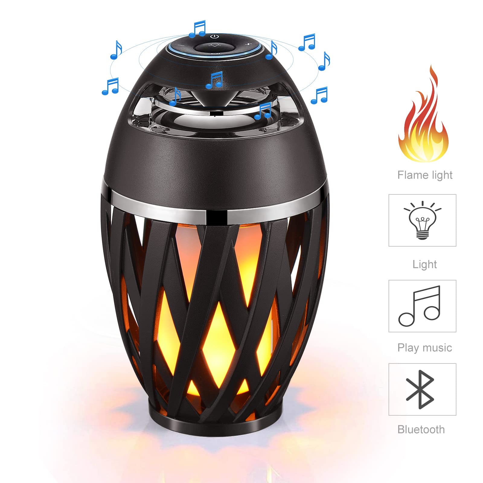 Jinxihua Led Flame Speaker Bluetooth Speakers,Dancing Flames Outdoor Indoor Portable Bluetooth Speaker &Torch Atmosphere Light F