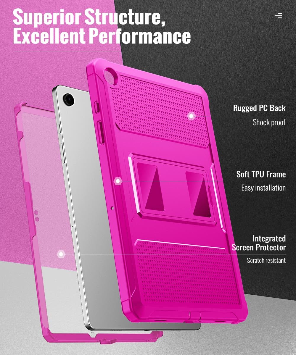 MoKo Case Fit Galaxy Tab A9 Plus 11 Inch 2023 (SM X210/X216/X218), Shockproof Full Body Rugged Stand Back Cover Built in Screen Protector Fit Galaxy Tab A9+ 11' 2023, Pitaya Red