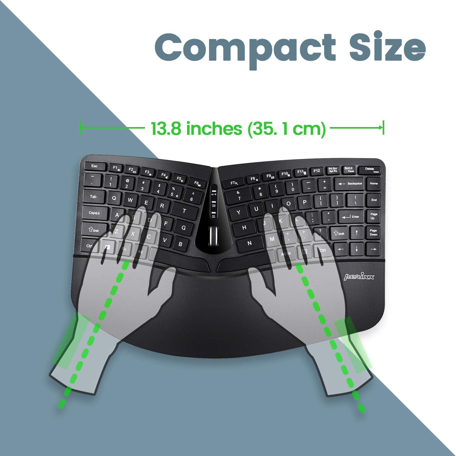 Perixx Periduo 606 Wireless Mini Ergonomic Keyboard With Portable Vertical Mouse   Adjustable Palm Rest Stand   Membrane Low Profile Keys   Us English