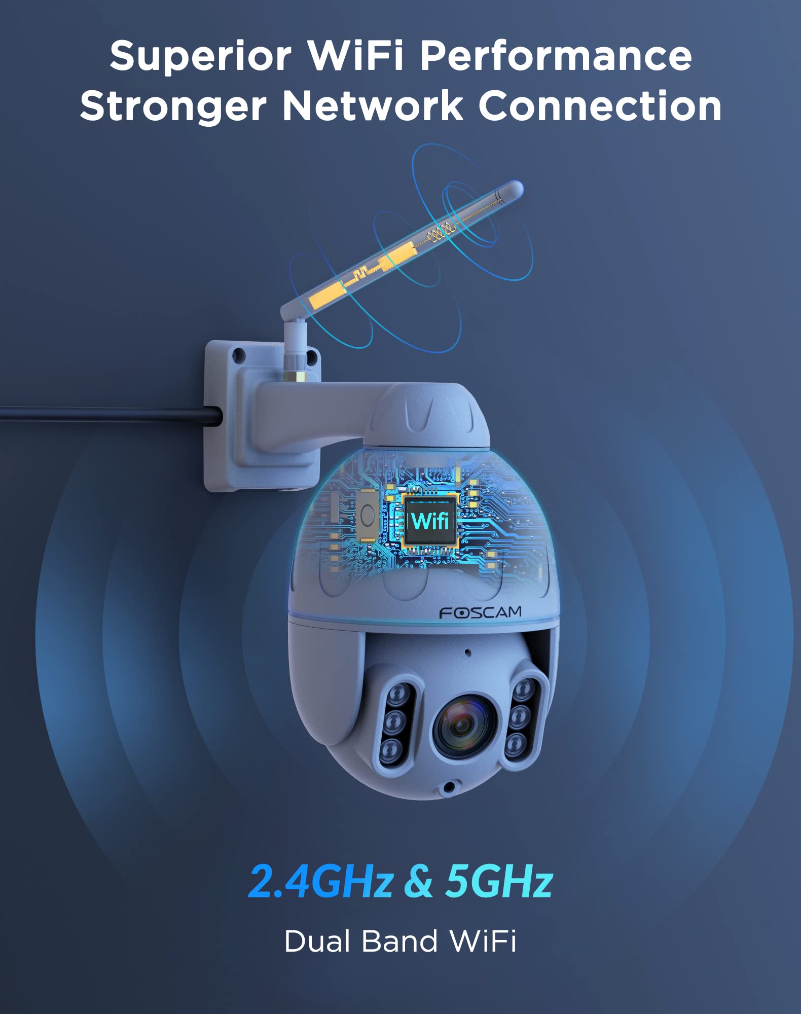 Foscam Sd4 2K 4Mp Outdoor Security Camera, 5G/2.4Ghz Wifi Ptz Ip Surveillance Camera With 4X Optical Zoom, Smart Ai Human Detect