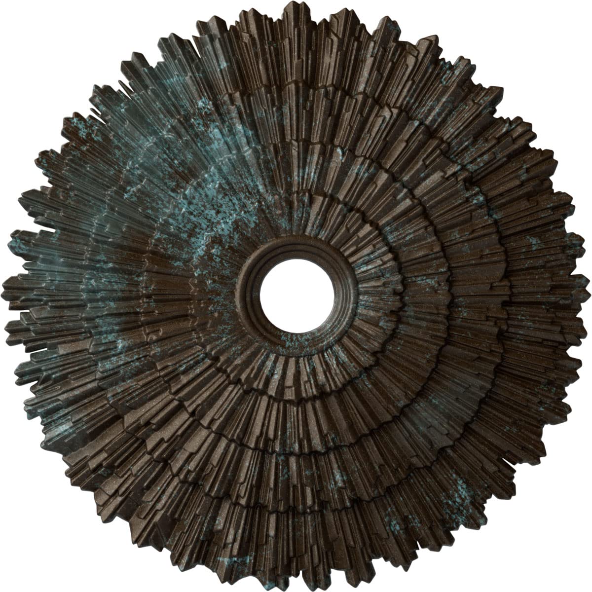 Ekena Millwork CM24ENBBS 24 3/4OD X 3 1/4ID X 1 7/8P Eryn Ceiling Medallion Fits Canopies Up To 4, Bronze/Blue/Patina