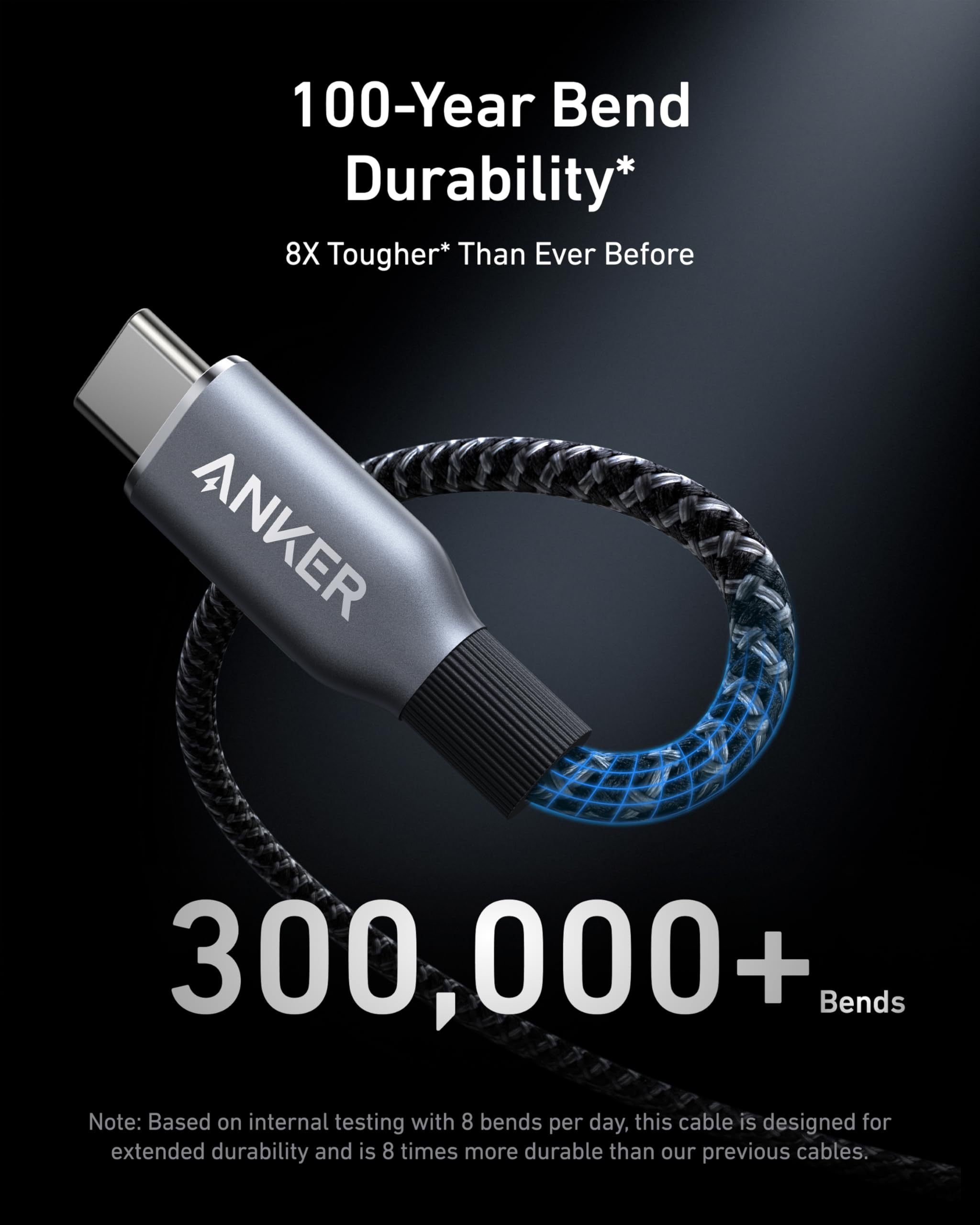 Anker Prime Usb C To Usb C Cable, 240W 3 Ft Fast Charging Usb C Cable, Upcycled Braided Nylon With 100 Year Bend Durability, Usb