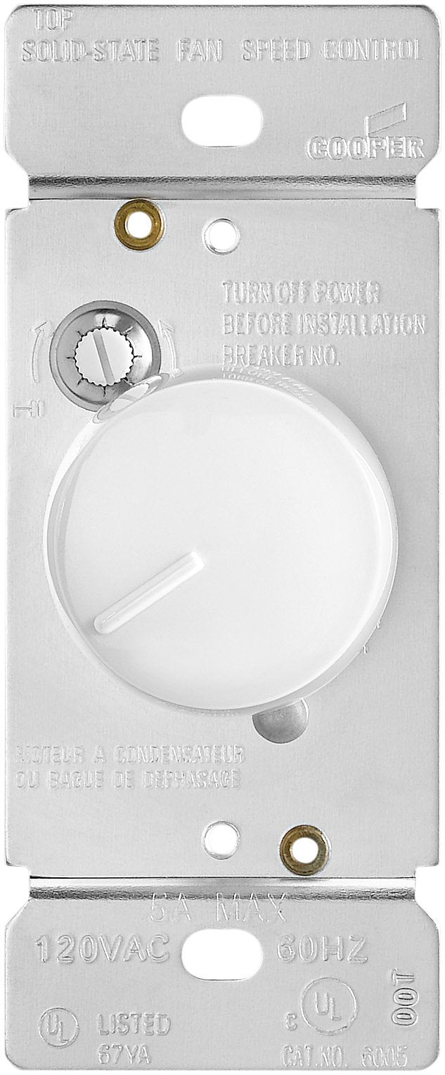 Eaton Rfs5 W K React Adjustable Fully Variable Non Preset Rotary Control Switch, 120 Vac, 5 A, 300 W, White