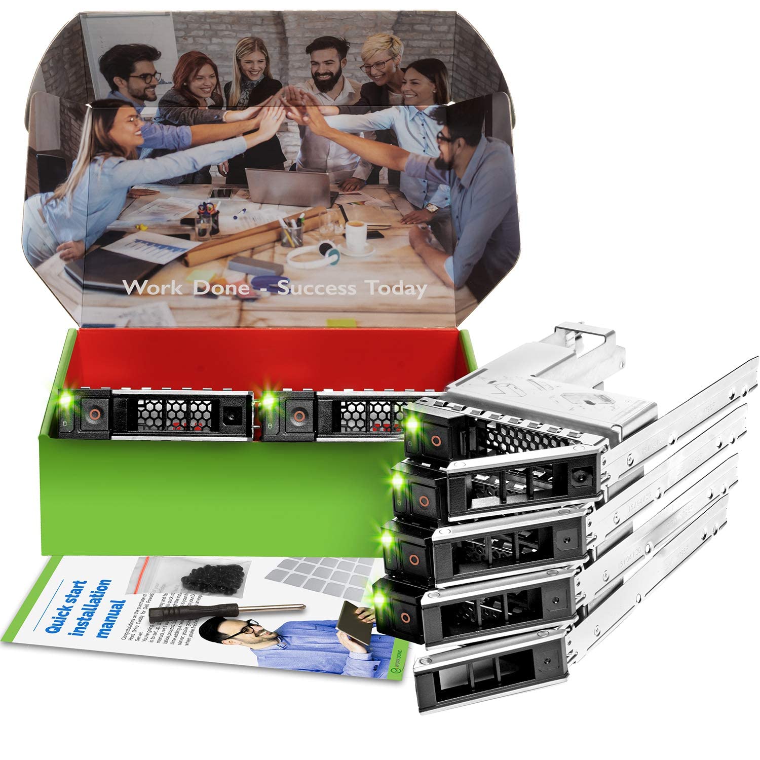 Workdone 6 Pack   3.5'' Hard Drive Caddy With 2.5'' Hdd Adapter   Compatible For Dell Poweredge Servers   R240 R340 R740 R640 R5