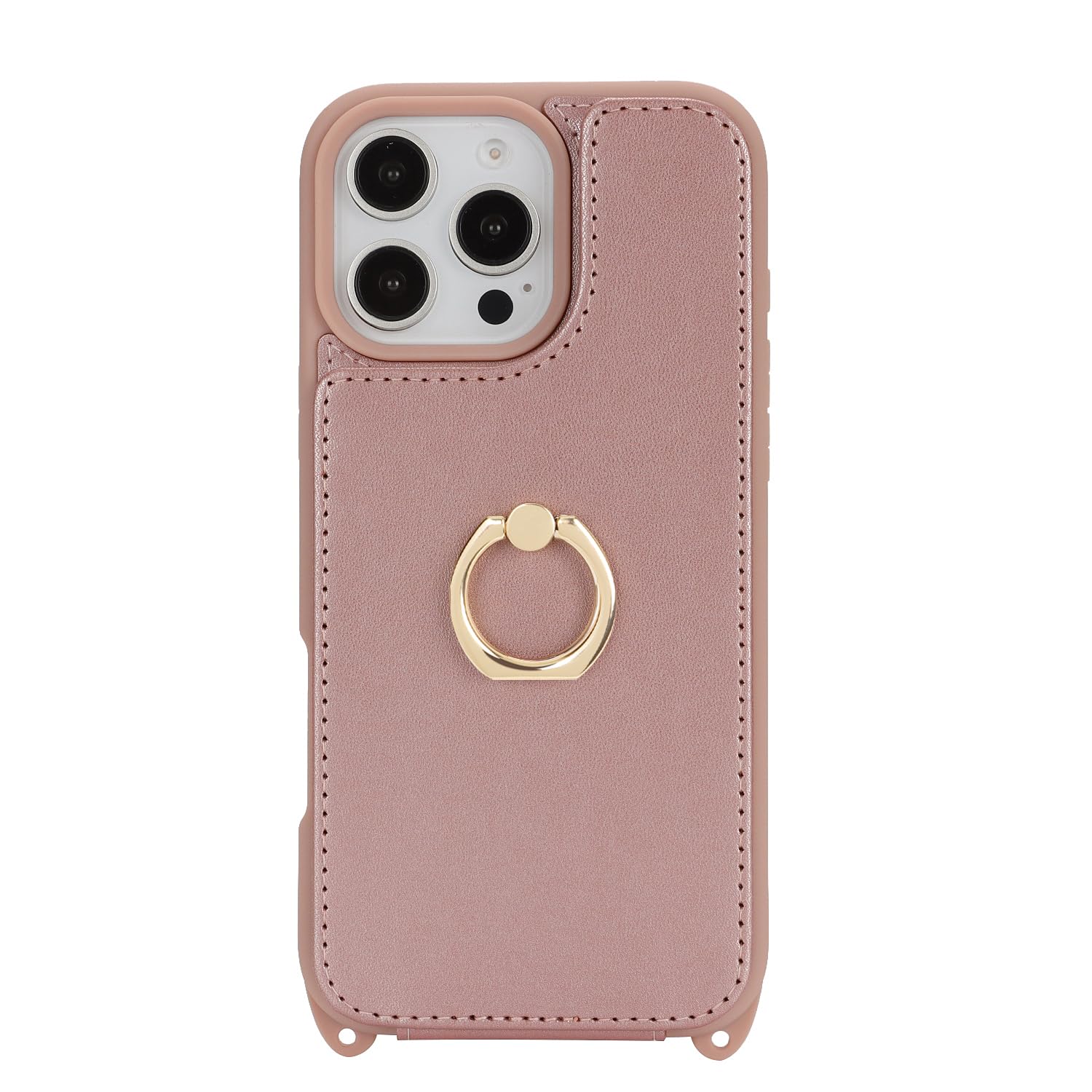 Lipvina For Iphone 16 Pro Case With Card Holder And Strap For Women,Crossbody Lanyard,Ring Stand,Snap Clasp,Cute Phone Wallet Ca