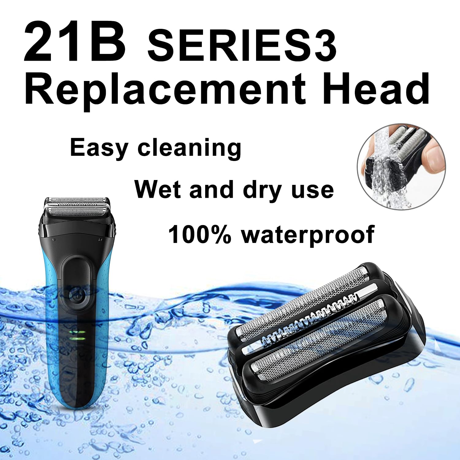 21B Series 3 Electric Shaver Replacement Head Compatible With Braun Series 3 Foil Shaver Replacement Heads 21B 3010S, 3040S,5409