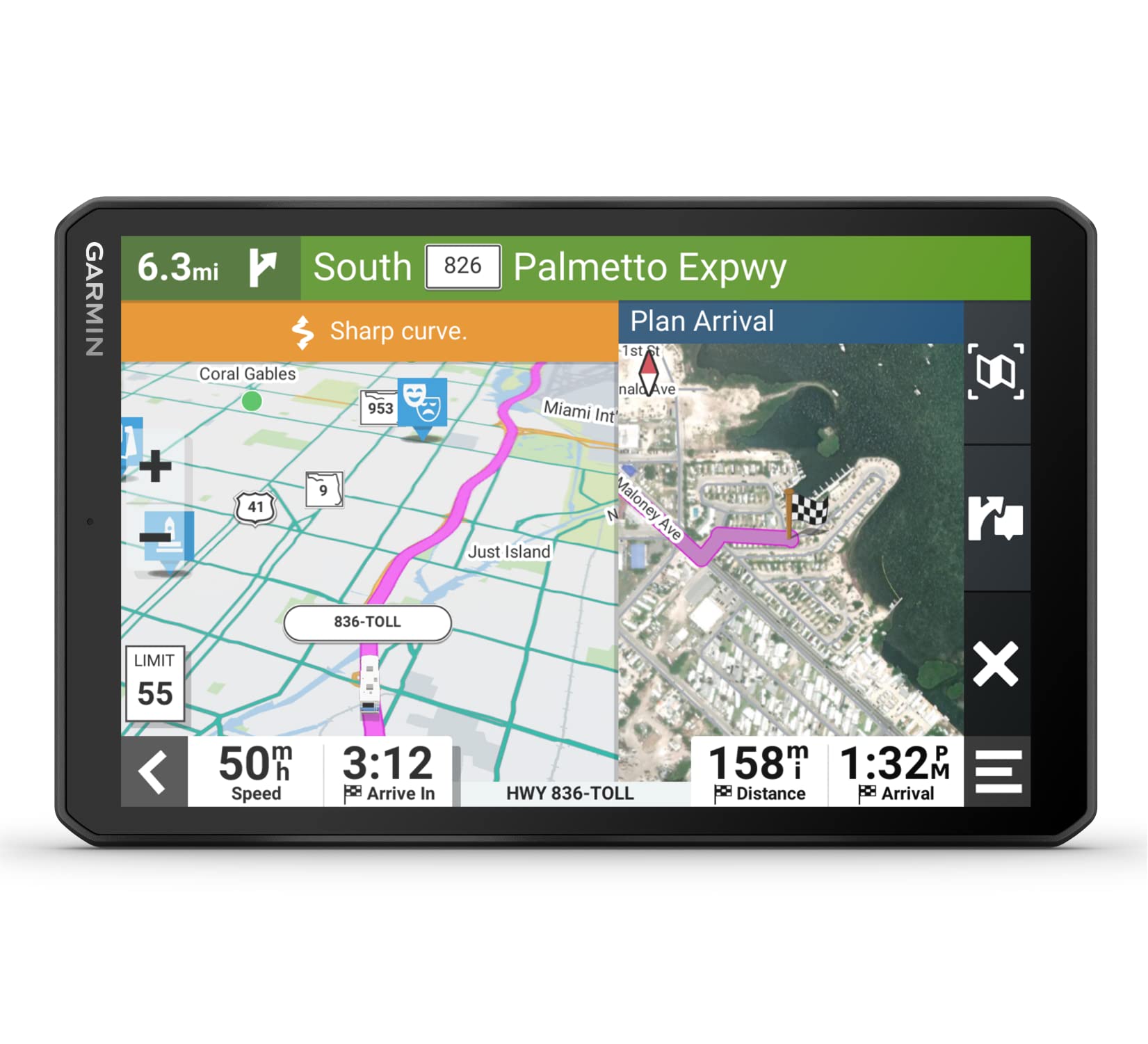 Wearable4U   Garmin Rv 895 Gps Navigator, Large, Easy To Read 8, Custom Rv Routing, High Resolution Birdseye Satellite Imagery W