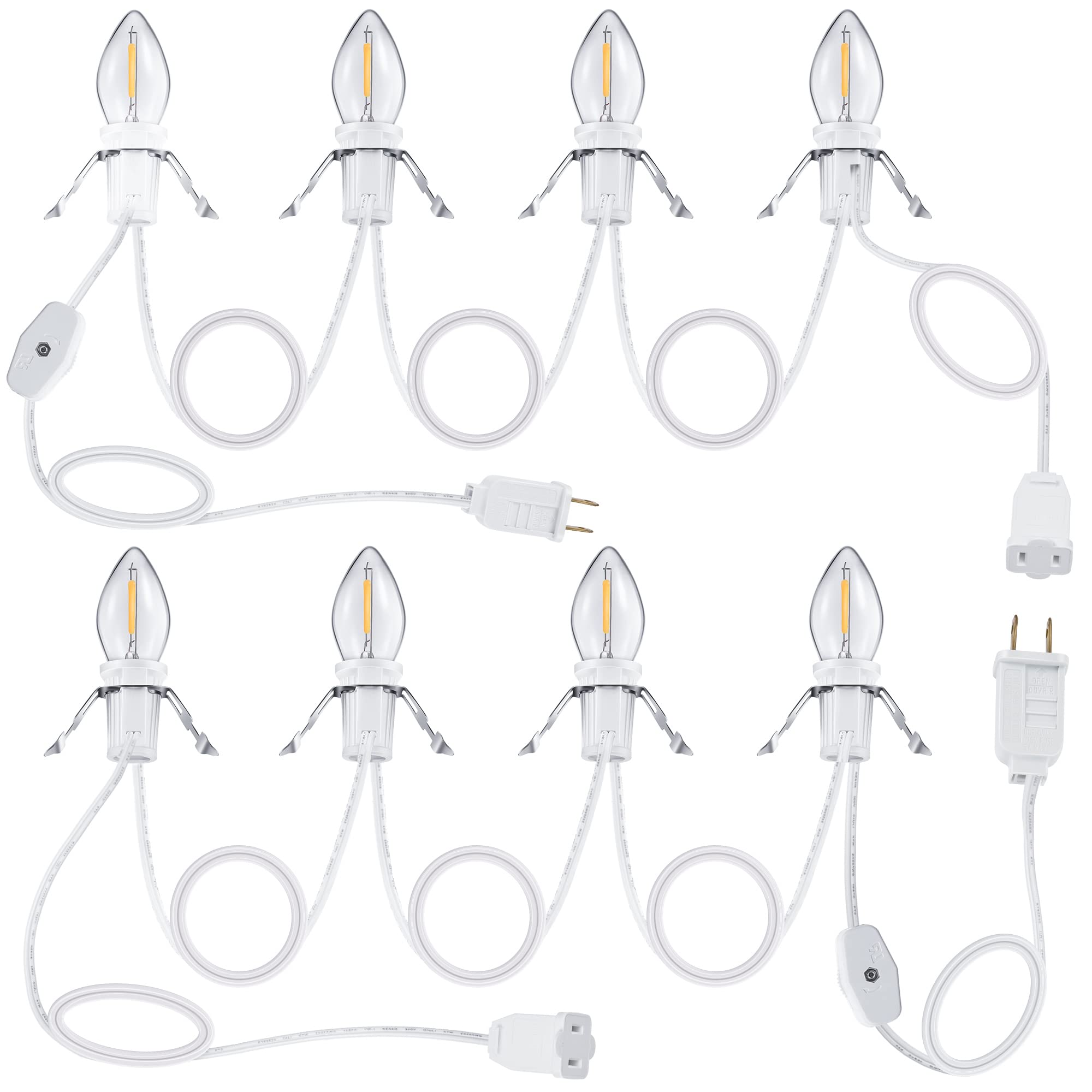 Meonum 2 Pack C7 Bulb Accessory Cord 9.8 Feet Cord With On/Off Switch Plugs Led Light Bulb Socket With Cord Corded Light Socket