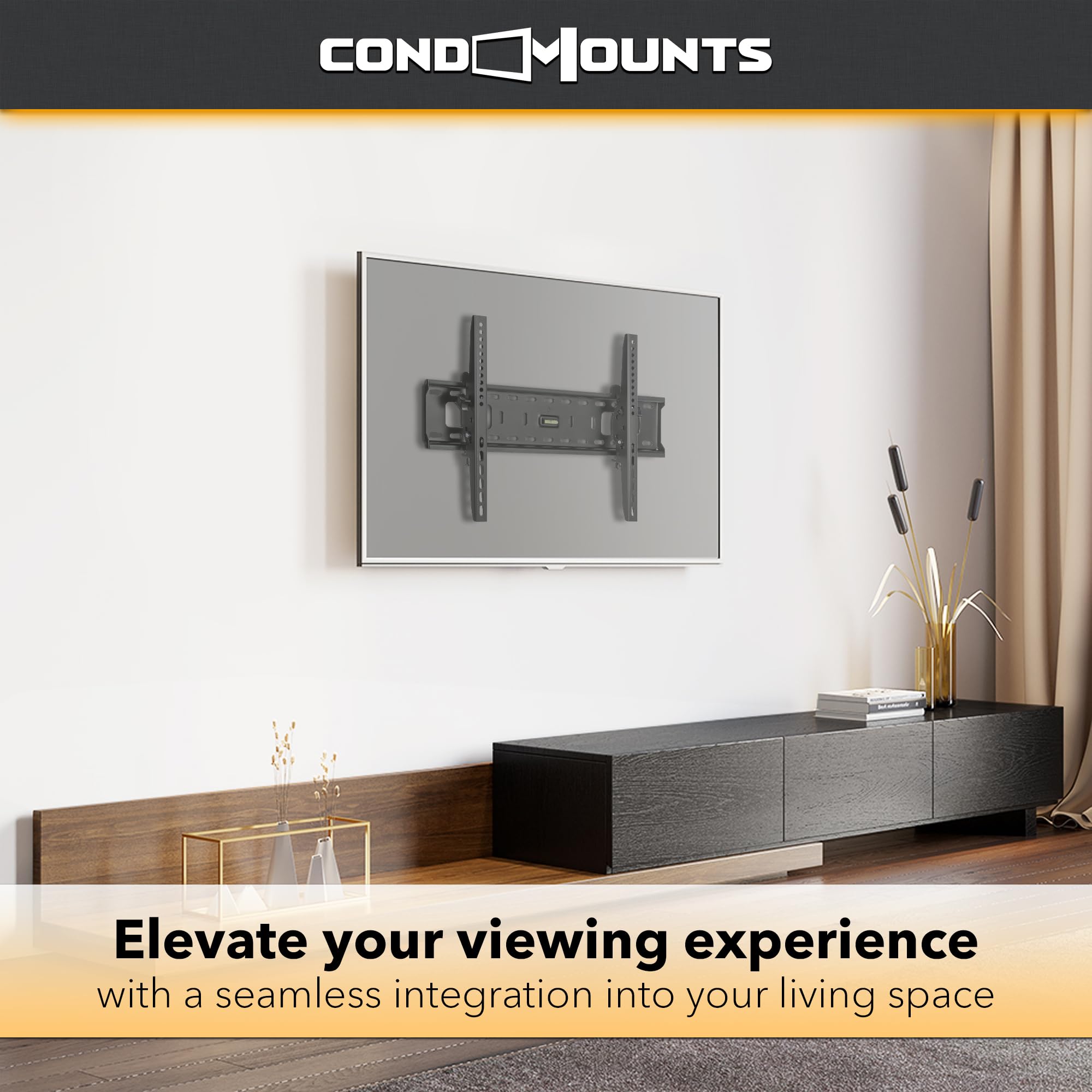 Condomounts Tvt8064 Tilting Tv Wall Mount For Metal Stud Drywall | Tv Mount Metal Studs | Studless Tv Mount | 132Lbs Capacity |