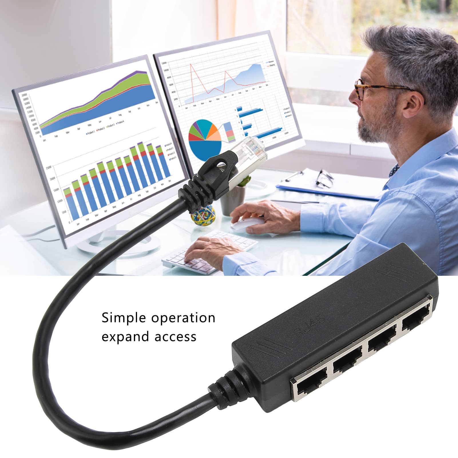 Vbestlife Rj45 Ethernet Splitter Cable, Rj45 1 Male To 4 X Female Lan Ethernet Splitter Adapter Cable Compatible With Lan Ethern