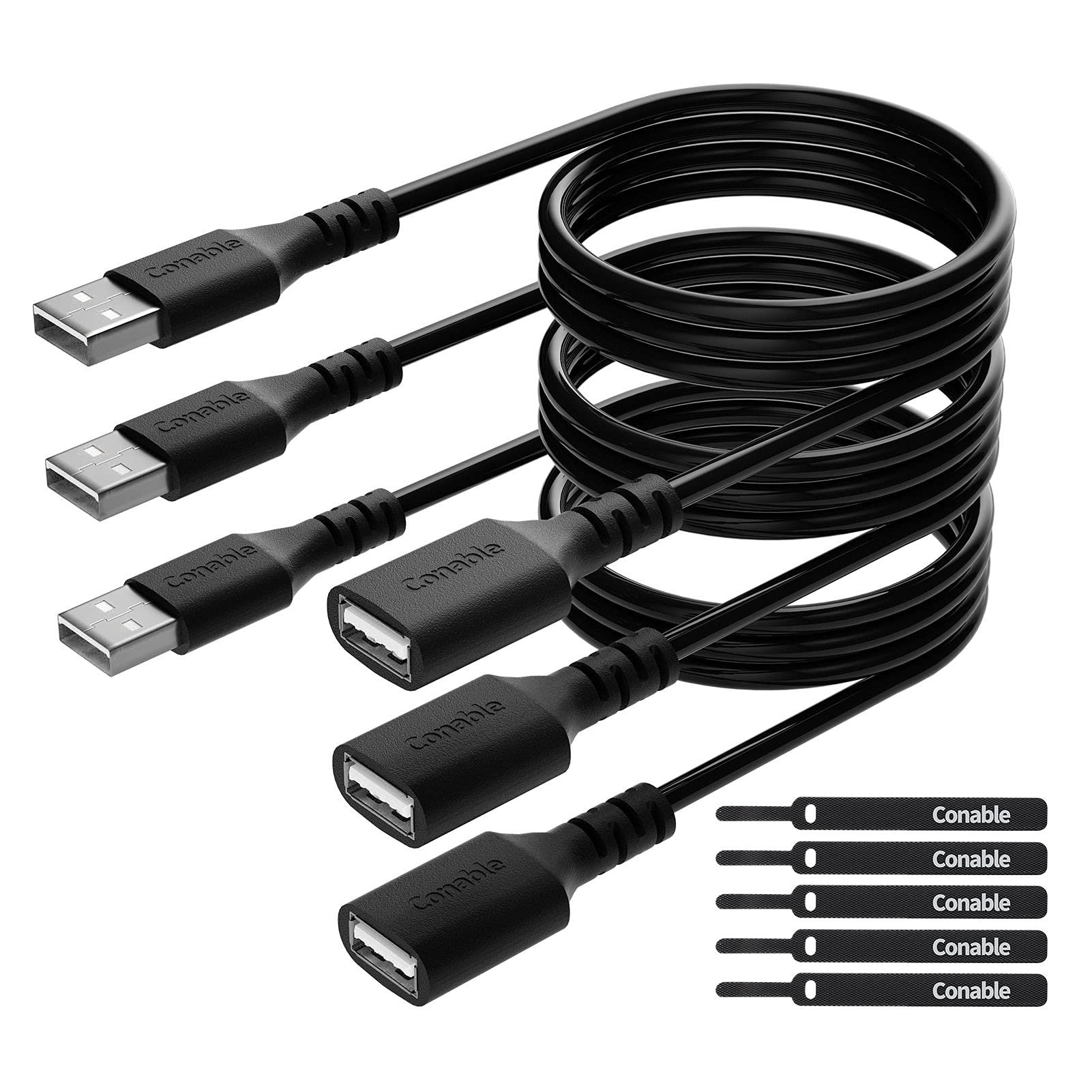 3 Pack Usb Extension Cable 10 Ft, Usb 2.0 Type A Male To Female Extender Cord Adapter, Compatible With Printer, Keyboard, Mouse,
