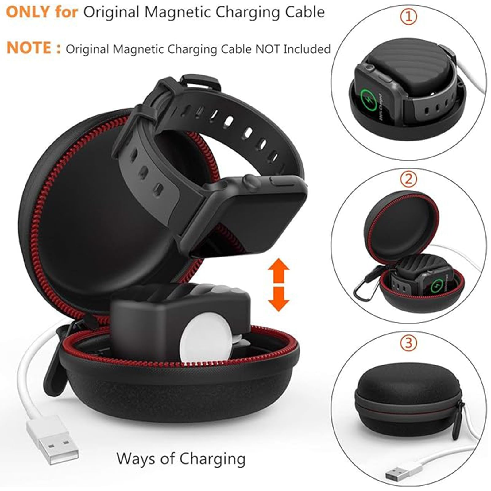 Halleast Travel Case For Apple Watch Charger, Portable Carrying Eva Charging Dock Holder For 42Mm 44Mm 45Mm 46Mm Iwatch Series 1