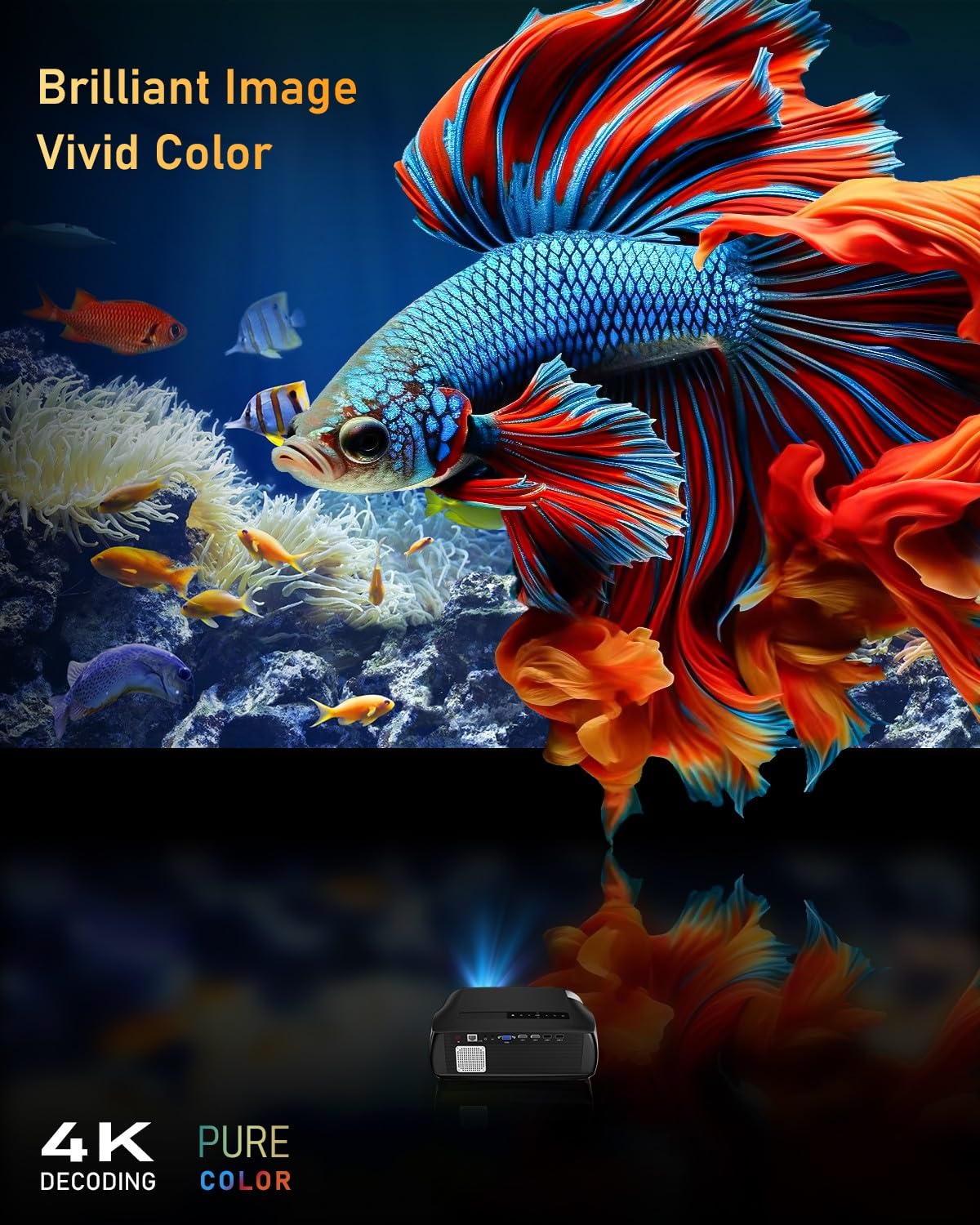 4K Ultra Hd Daytime Home Theater Projector High Bright 14300 Lumens Smart Movie Projector With Nfc Screencast, Hdr Daylight Wifi