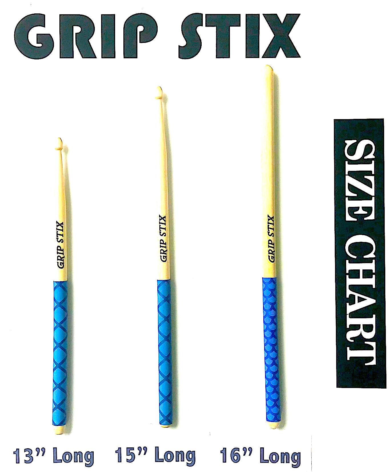 Grip Stix 16'' Long Non Slip Blue Timbale Drumsticks   Ideal For Drumming, Exercises, Aerobics, Cardio, Pound Fit