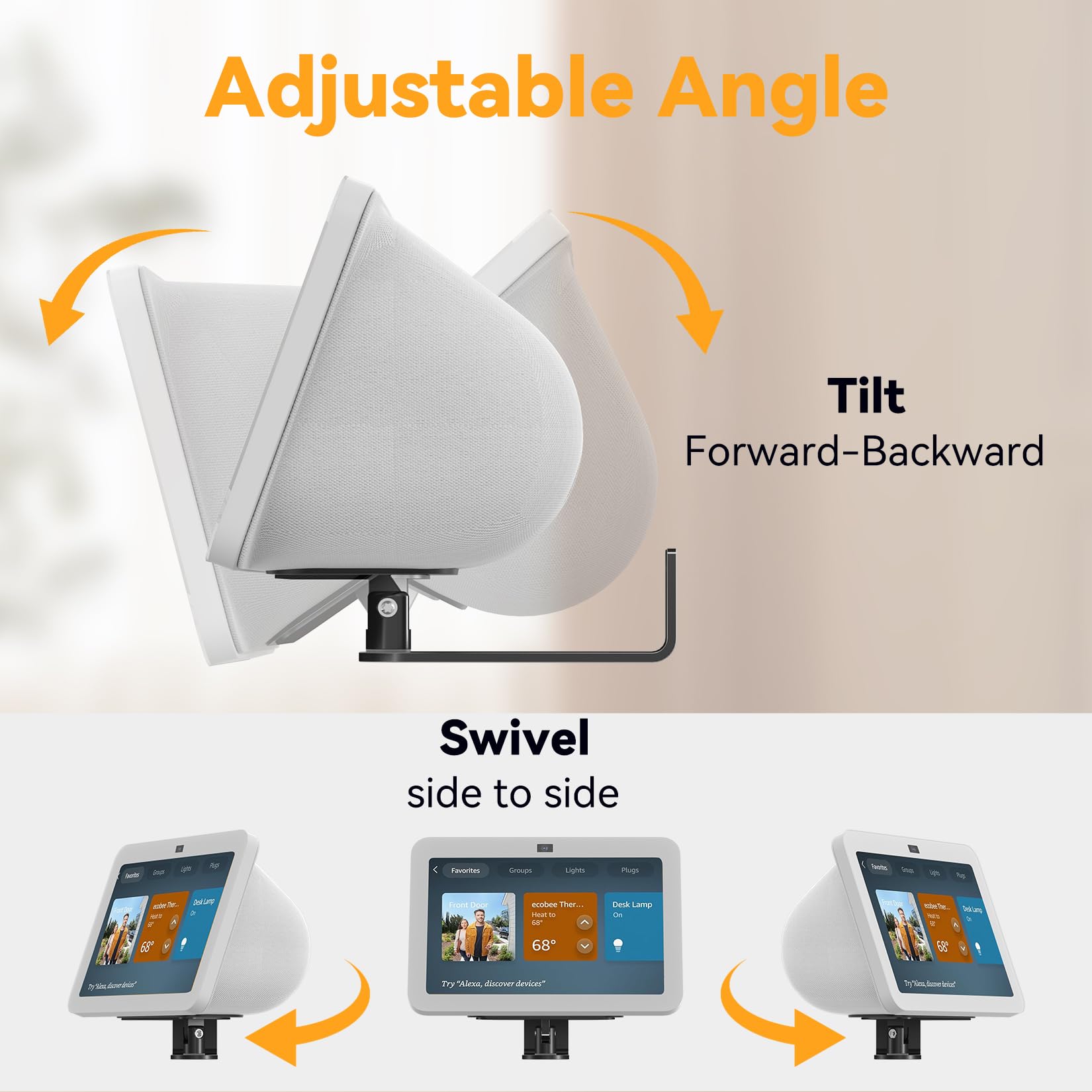 Laivli Wall Mount For Echo Show 8 (3Rd Gen), Aluminum Show 8 Stand With Strong Magnetic, Tilt Forward Backward And Swivel Horizo