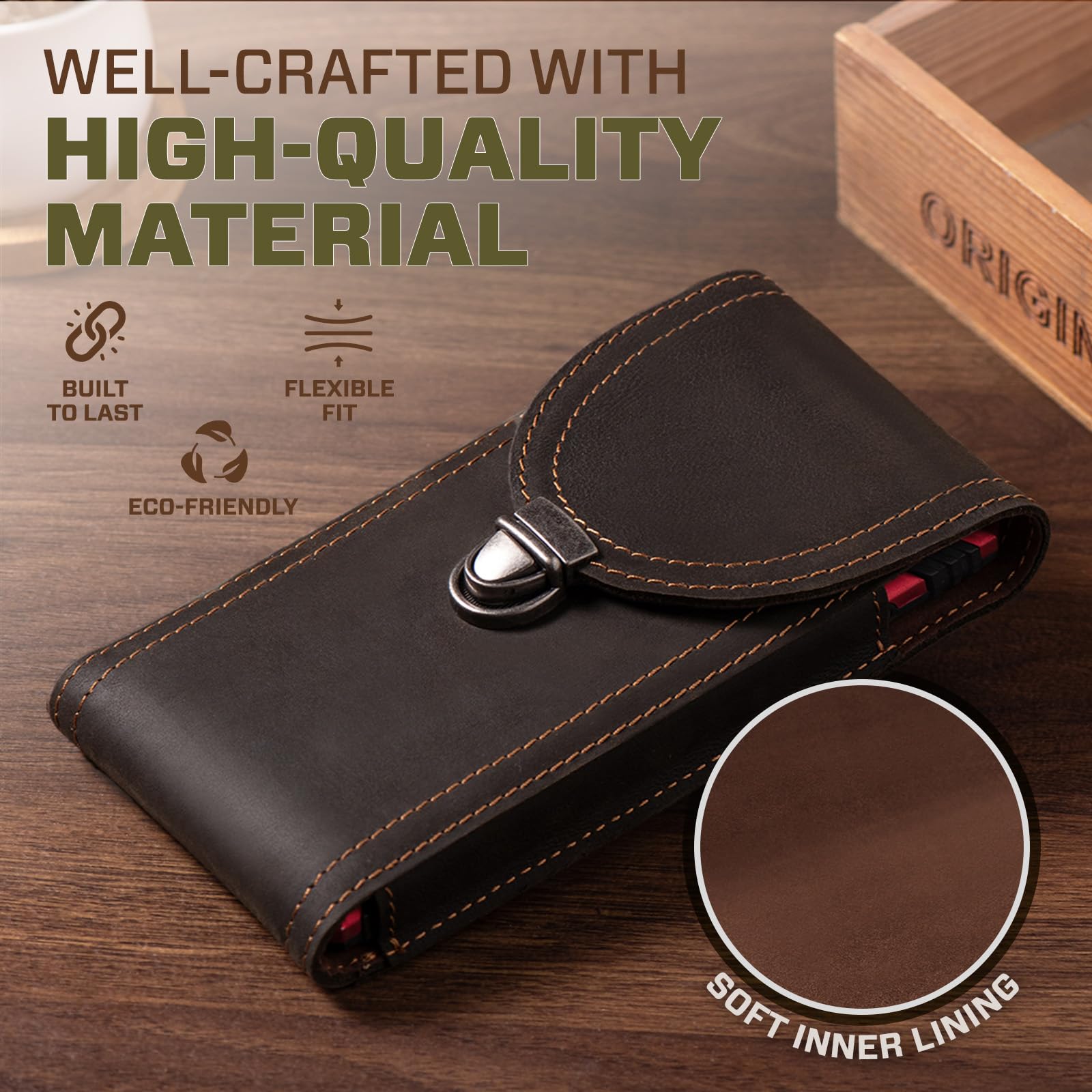 Hengwin Genuine Leather Cell Phone Holster For Belt, Belt Pouch Phone Holder Fit For Iphone 16 Pro Max 15 Pro Max 14 Pro Max Sam