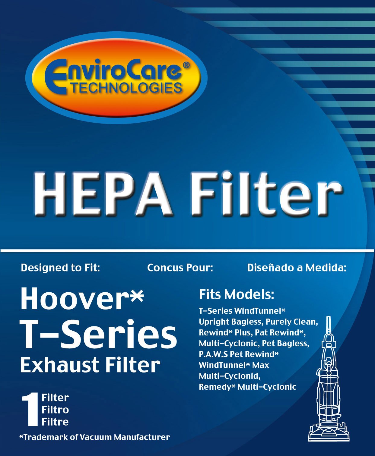 Envirocare Premium Replacement Hepa Filtration Vacuum Cleaner Filter Designed To Fit Hoover T Series Windtunnel Uprights