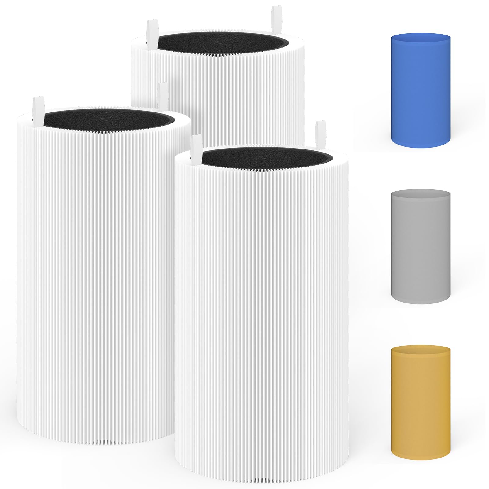 Xbww 3 Packs Blue Pure 411 Hepa Carbon Replacement Filters Compatible With Blueair Blue Pure 411, 411+, 411 Auto Air Cleaner Pur