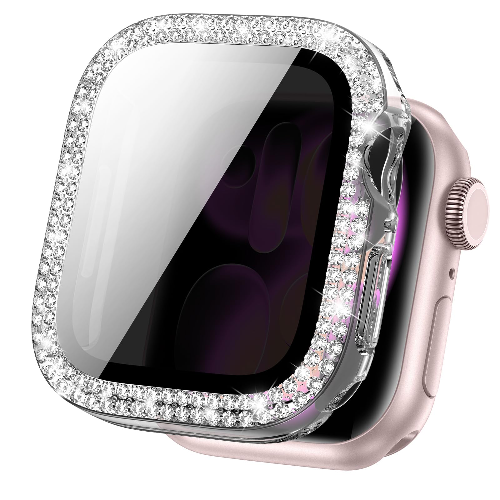 Goton Series 11 46mm Bling Case Compatible for Apple Watch Screen Protector Series 11 & 10 for Women, Glitter Diamond Rhinestone