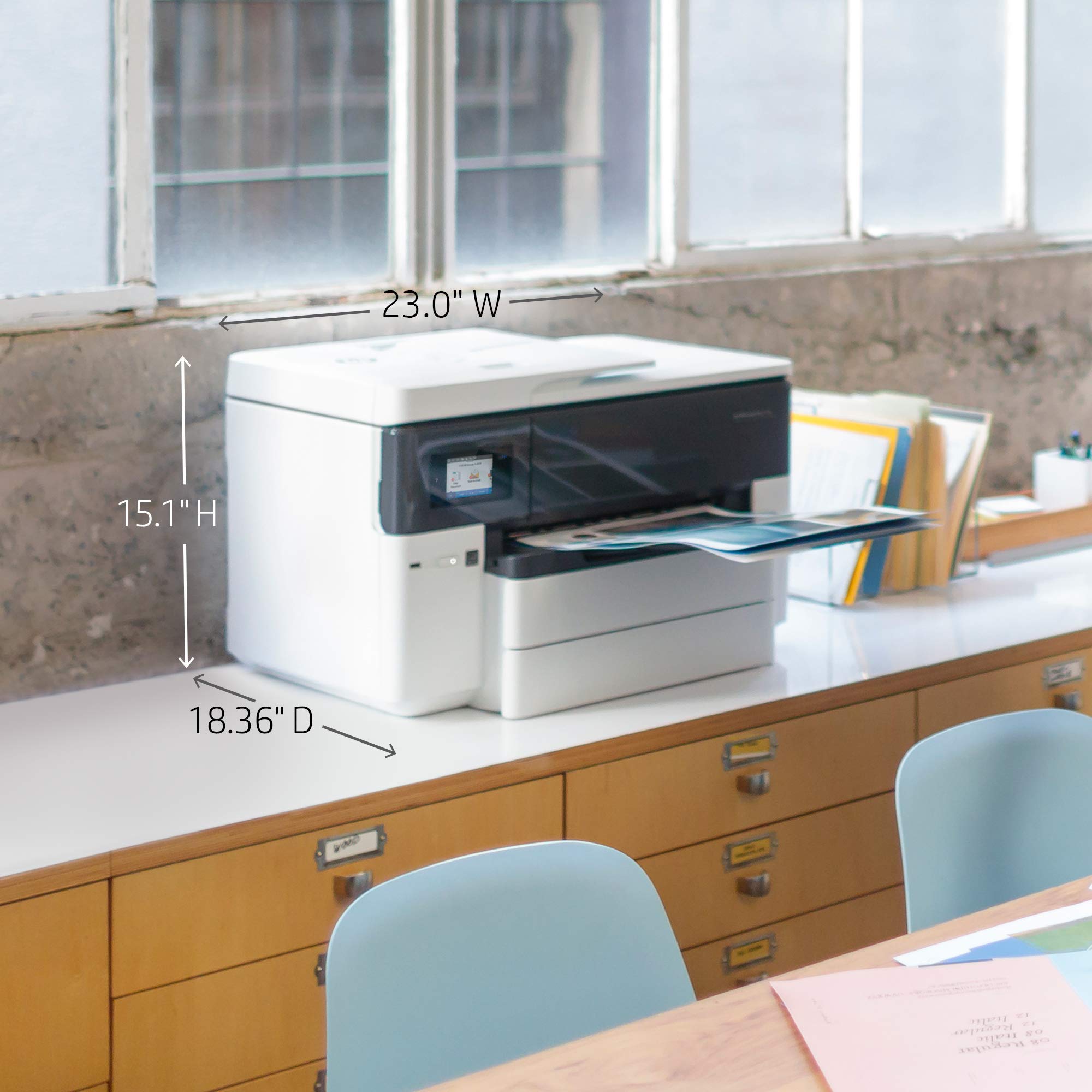 Hp Officejet Pro 7740 Wide Format All-In-One Color Printer With Wireless Printing, Works With Alexa (G5J38A), White/Black