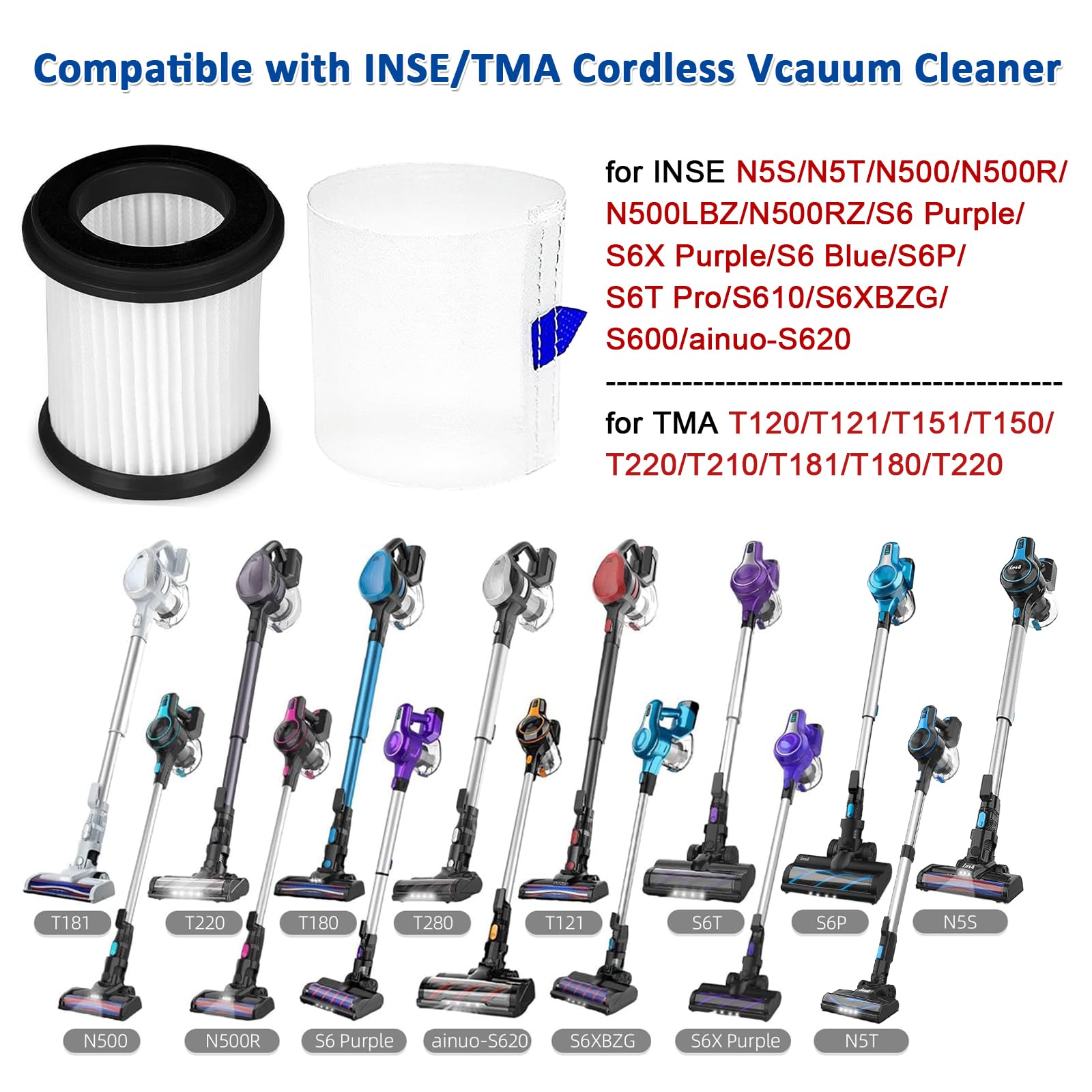 Ilovelife 6Pcs Hepa Filter With Mesh Filter Replacement For Inse N5S N5T S6T S6P Pro S610/Tma T120 T121 T151 T150 T220 T210 T181
