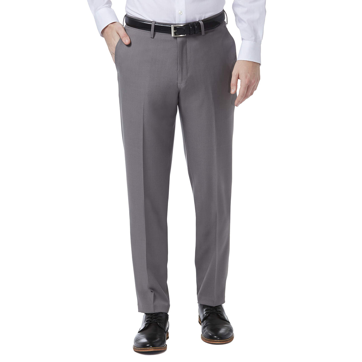 Haggar Mens Premium Comfort Dress Slim Fit Flat Front Pant, Dark Grey, 30W X 30L