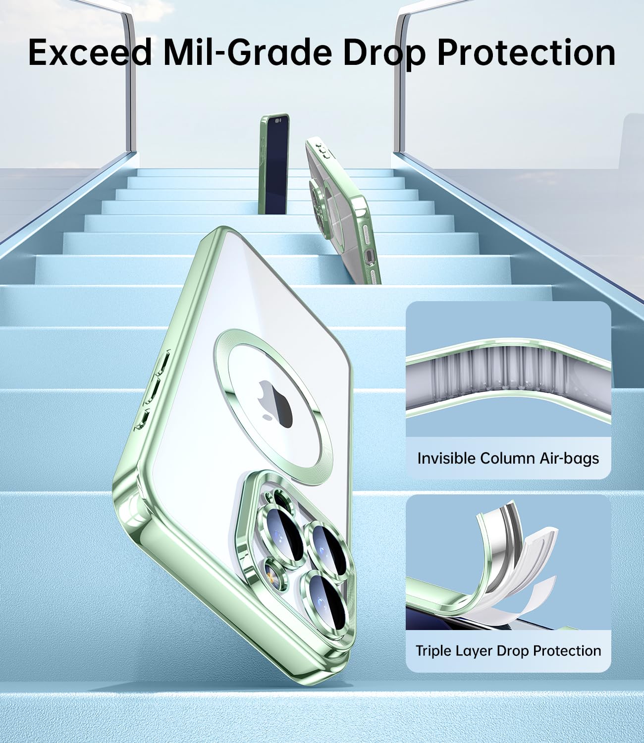 Jueshituo Magnetic Titanium For Iphone 15 Pro Case With Full Camera Protection [No.1 Strong N56 Magnets] [Military Grade Drop Pr