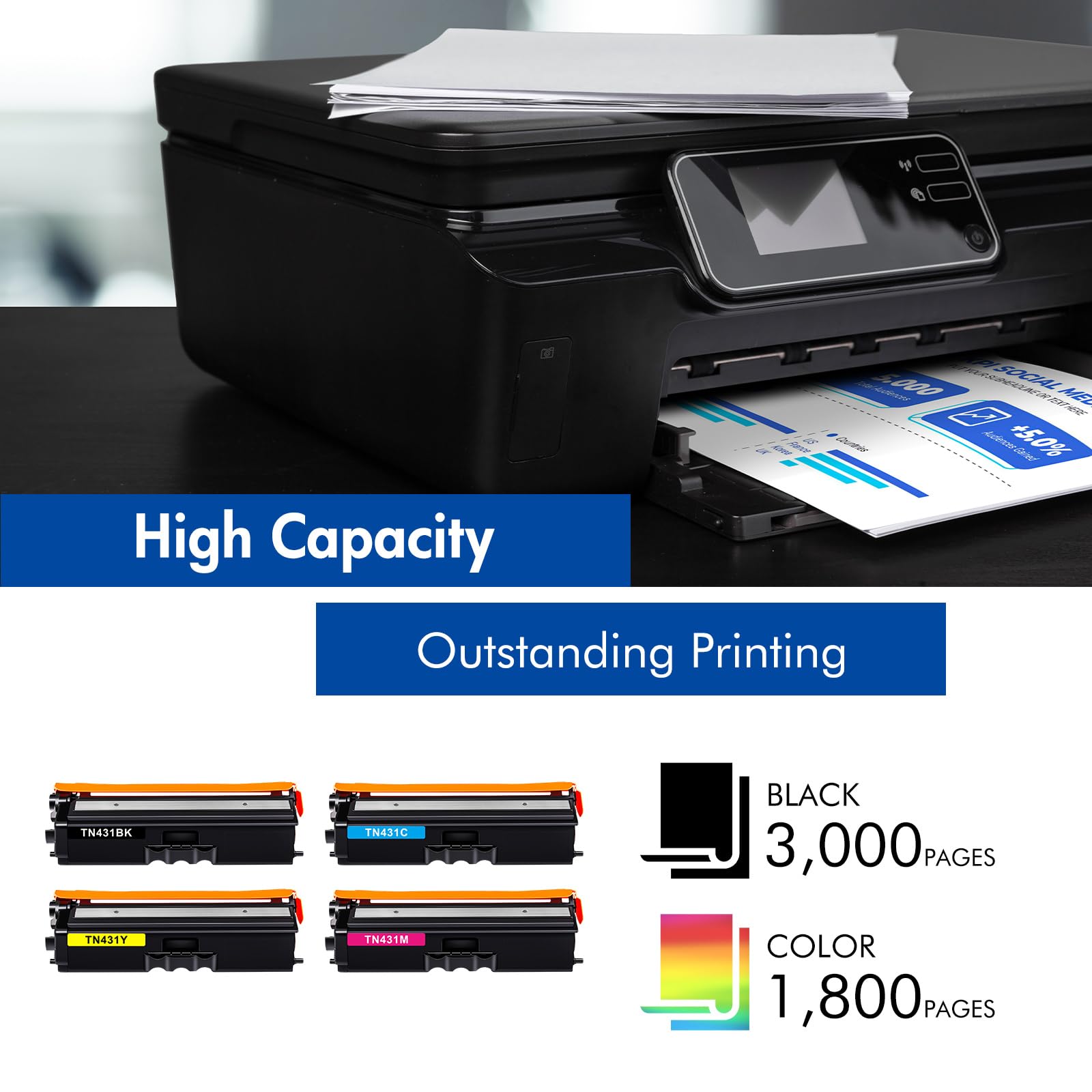 Tn431 Tn 431 Toner Cartridges 4 Packs: Tn433 Tn 431 Replacement For Brother Tn 431Bk Tn 431C Tn 431M Tn 431Y Mfc L8900Cdw Hl L83