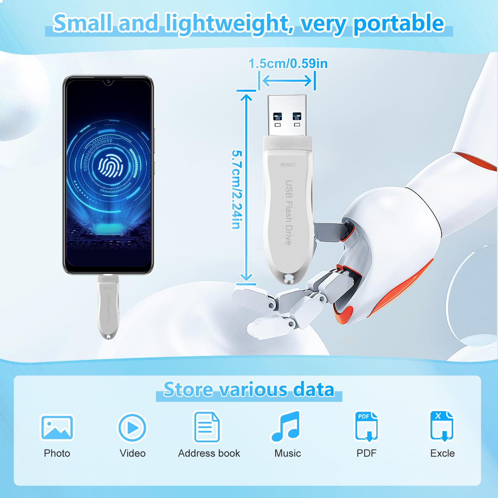 Usb Flash Drive 256Gb For Phone Thumb Drive Photo Stick Android Usb C Memory Stick Photo Storage Dezobyte Compatible Phone Pad P