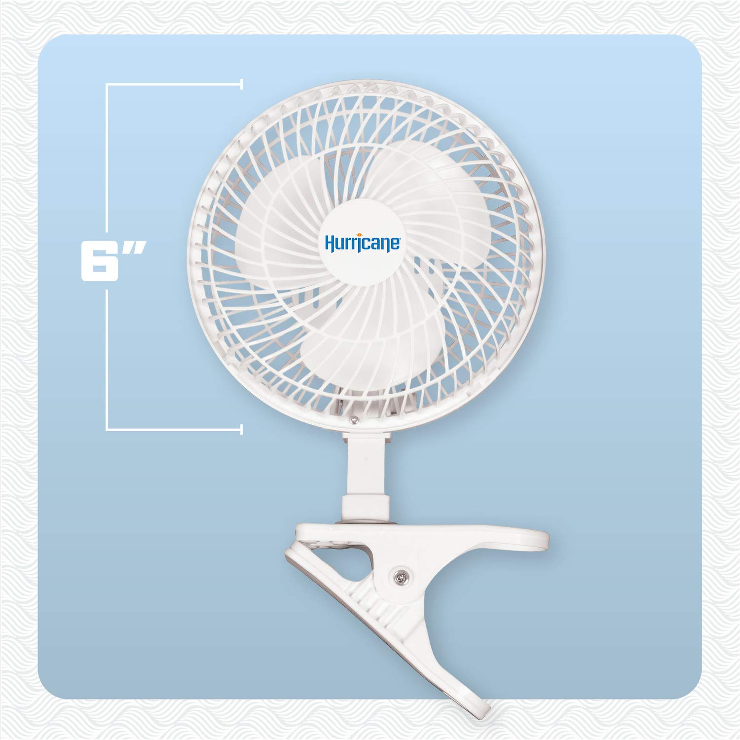 Hurricane 6" Classic Clip Fan - 2 Speed Portable Mini Desk Fan for Home Office, Stroller, Travel - White