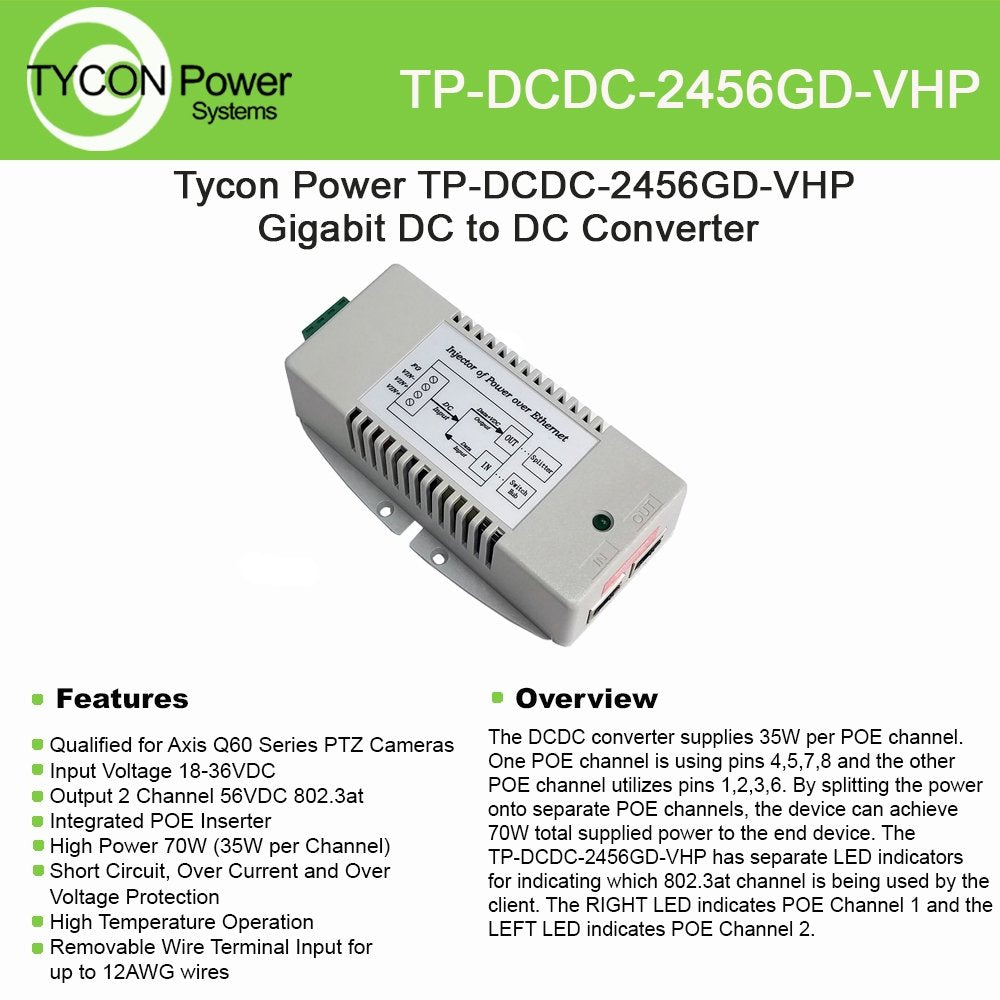 Tycon Power Systems Tp Dcdc 2456Gd Vhp 18 36Vdc In 56Vdc Out 70W Dc Converter