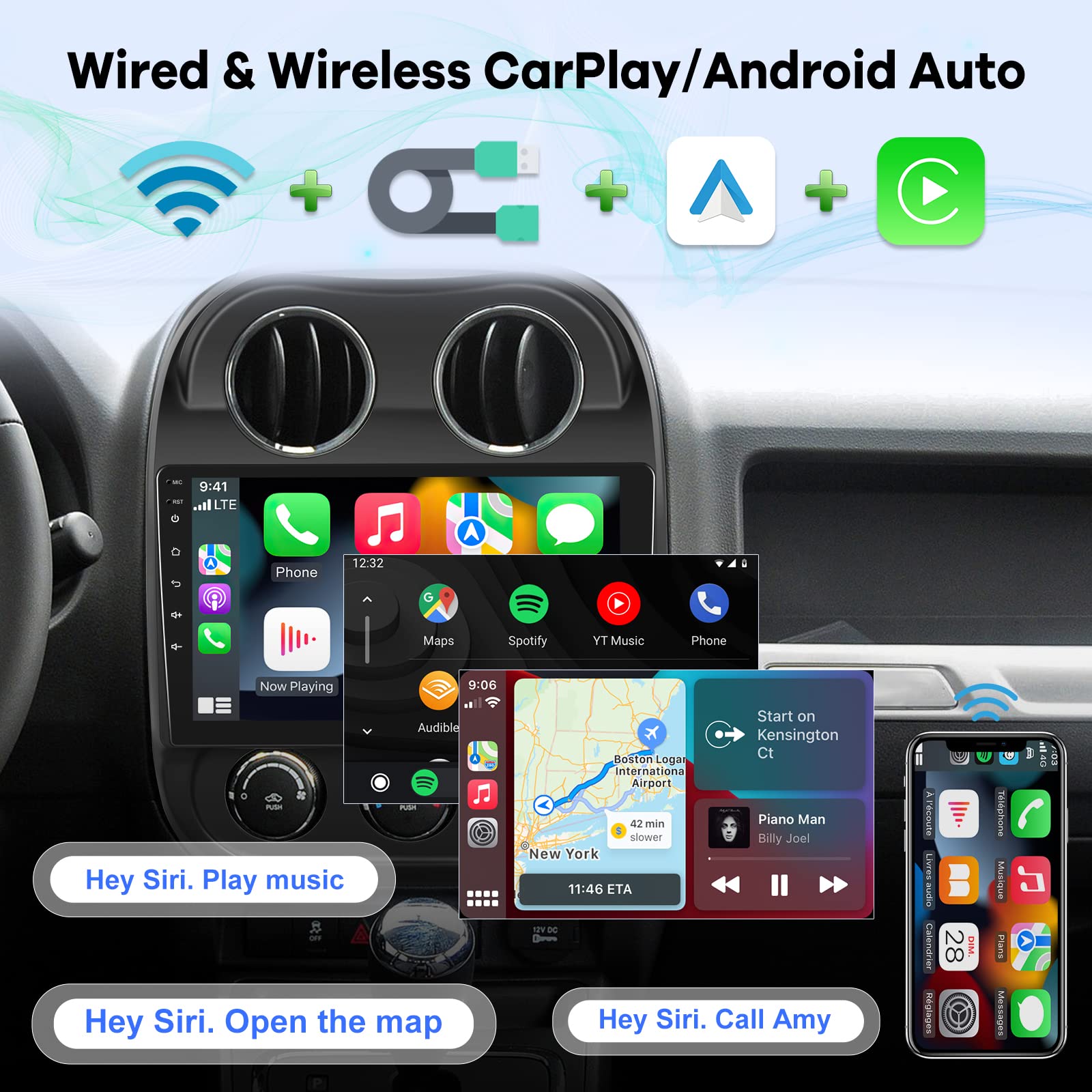 [2G+32G] Car Radio For Jeep Compass Patriot 2010 2016, 10.1 Inch Android 11 Touch Screen Stereo, Carplay/Android Auto/Mirror Lin