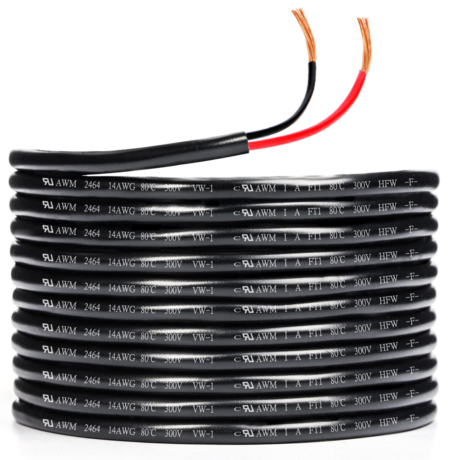 14 Gauge 2 Conductor Electrical Wire Stranded Pvc Red & Black Cord Pure Copper Cable 10 M / 32.8Ft Led Cable Flexible Extension 