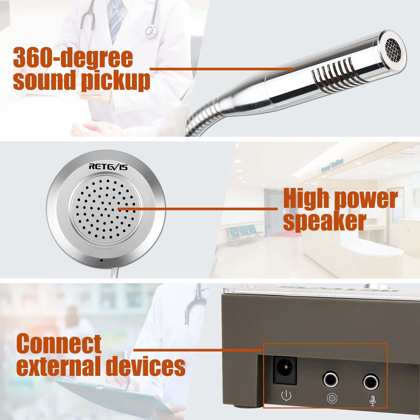 Retevis Rt 9908 Window Speaker,Window Intercom Dual Way Voice,Window Speaker Intercom System For Business,Bank,Ticket Window