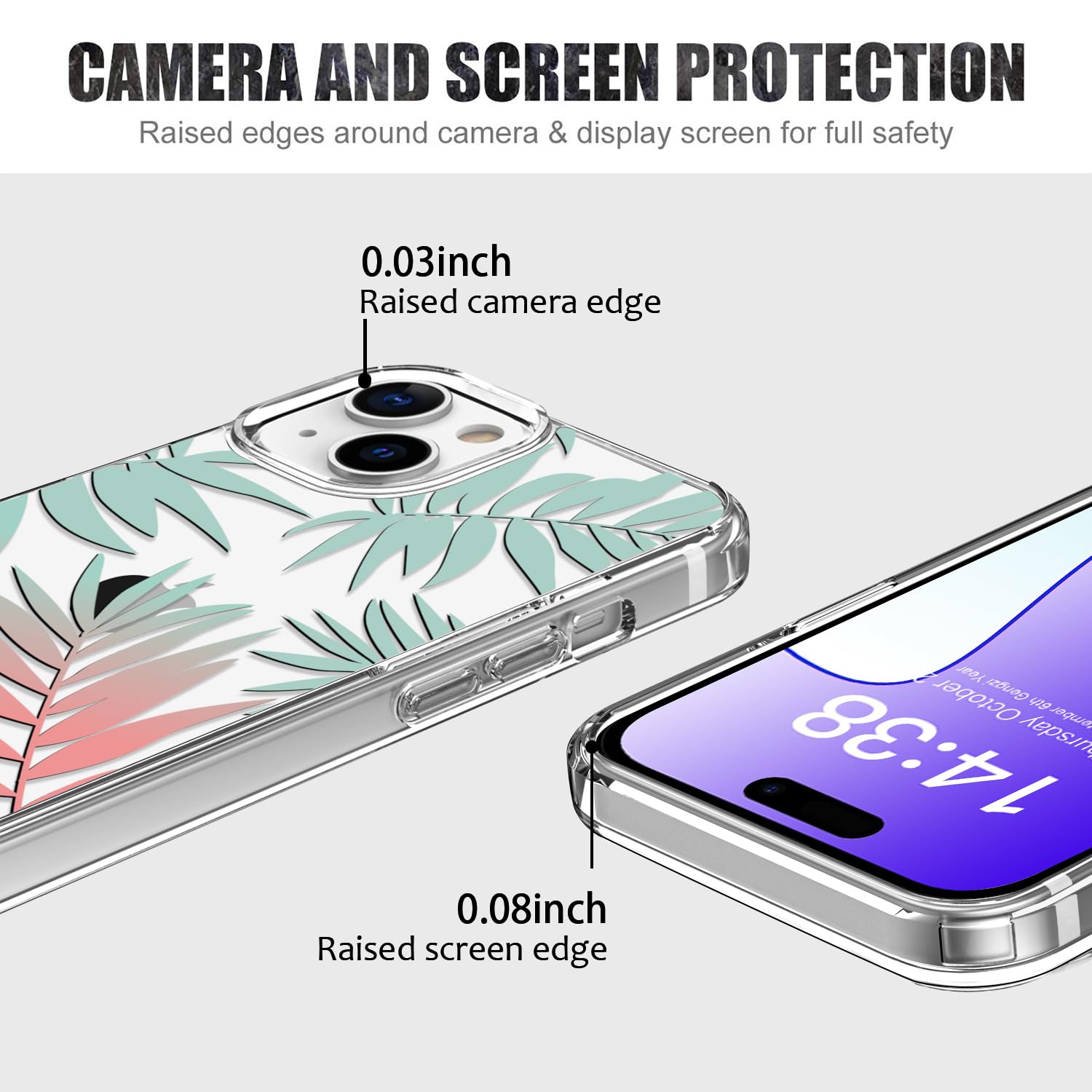 Luhouri For Iphone 15 Plus Case With Screen Protector   Crystal Clear Cover  Fashionable Pattern Design  Wireless Charging  Slim