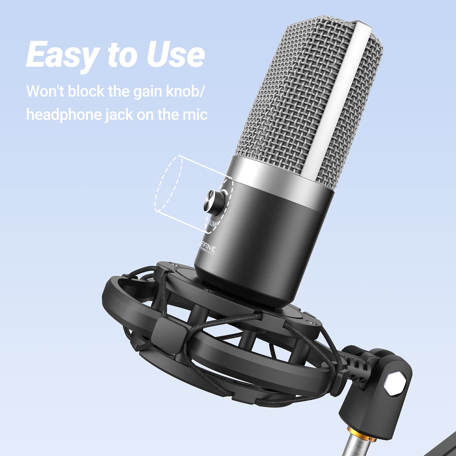 Fifine Shock Mount Holder For Microphone, Vibration Reduction And Noise Elimination, With Thumbscrew, Pivot Mount, Suitable For