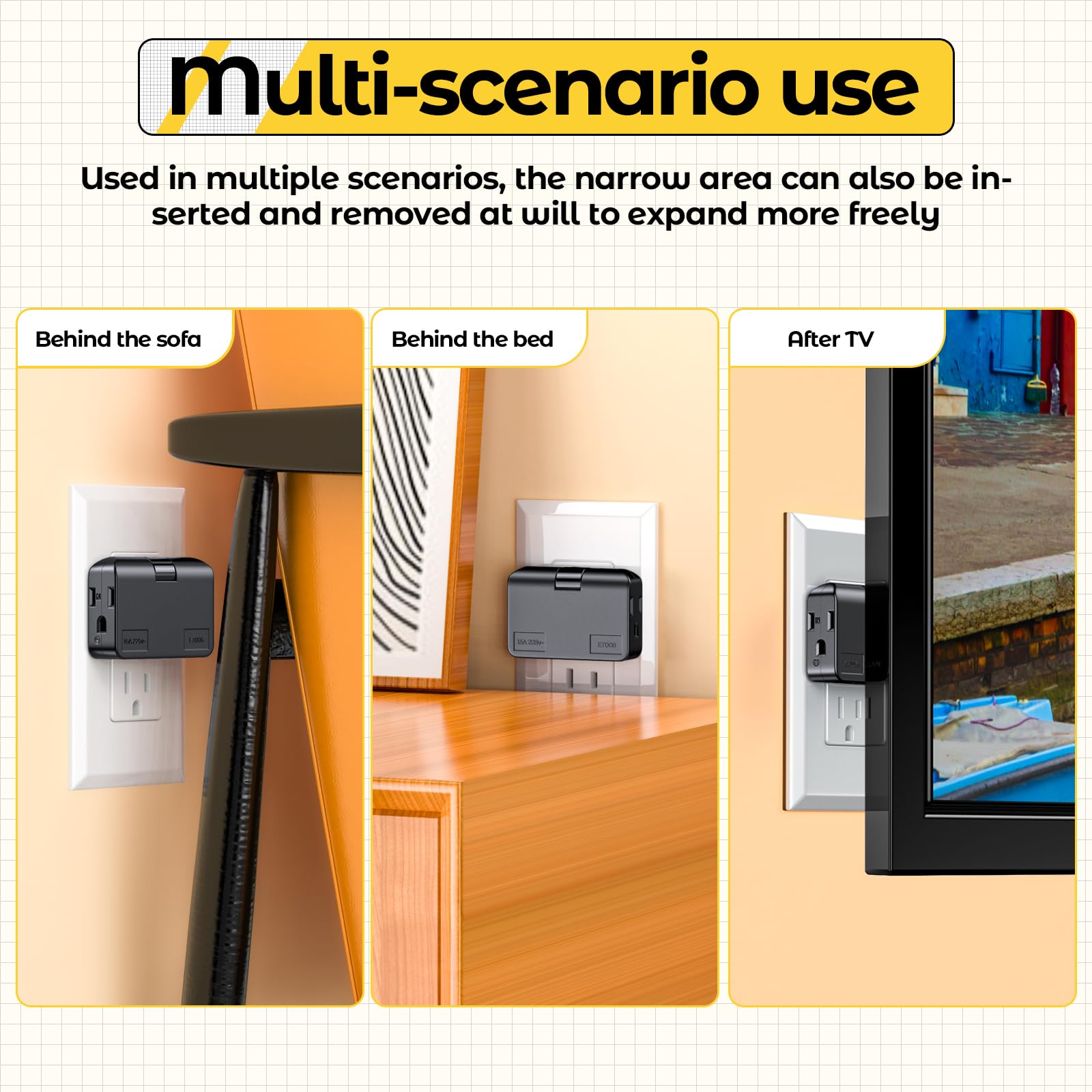 Etwincoo Outlet Adapter,2 Prong To 3 Prong Outlet Adapter, 3 Prong To 2 Prong Adapter Converter,Flat Wall Plug, Swivel Polarized