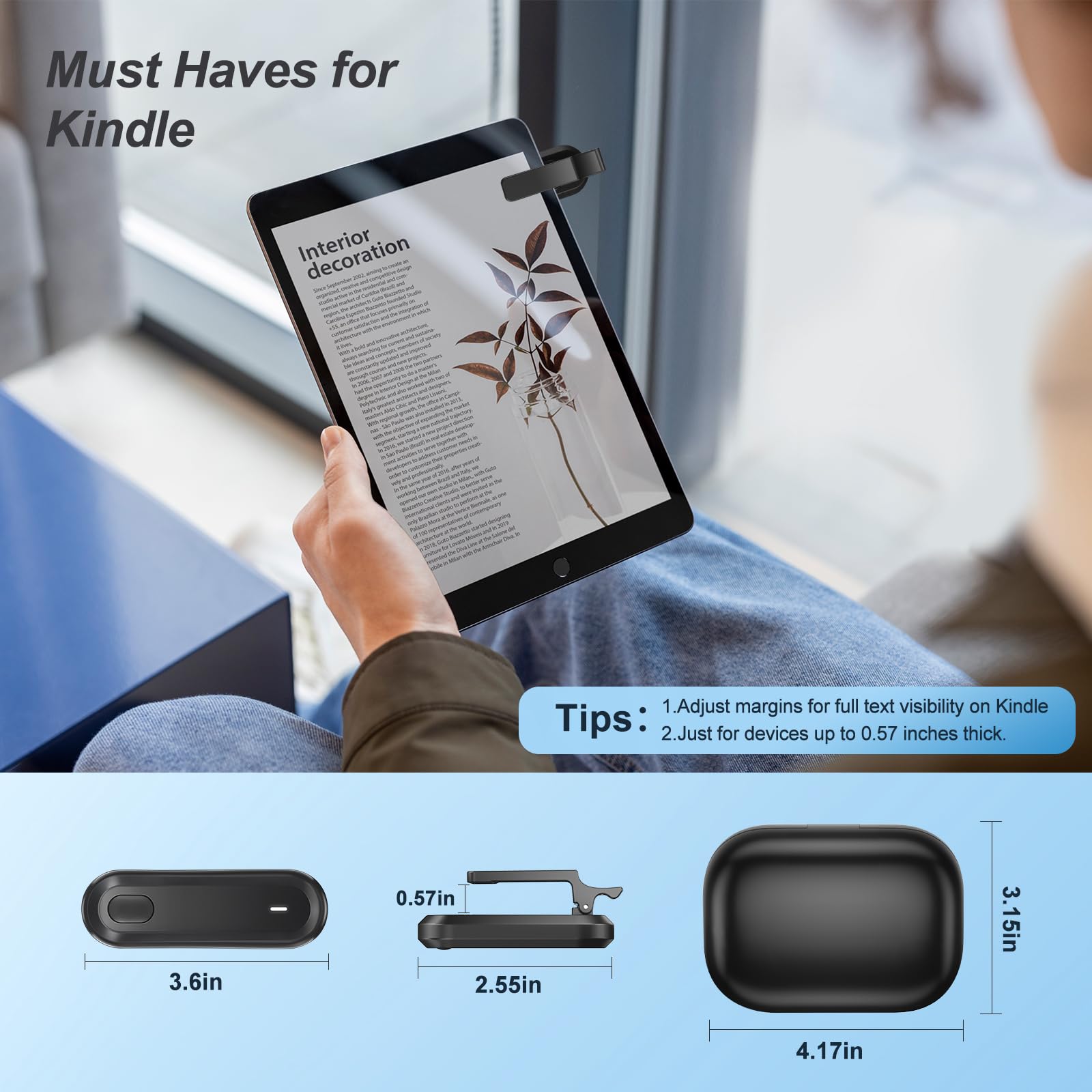 Odpop Page Turner For Kindle Paperwhite, Remote Control Page Turner For Kindle Ipad Iphone, Wireless Clicker For Kindle Accessor