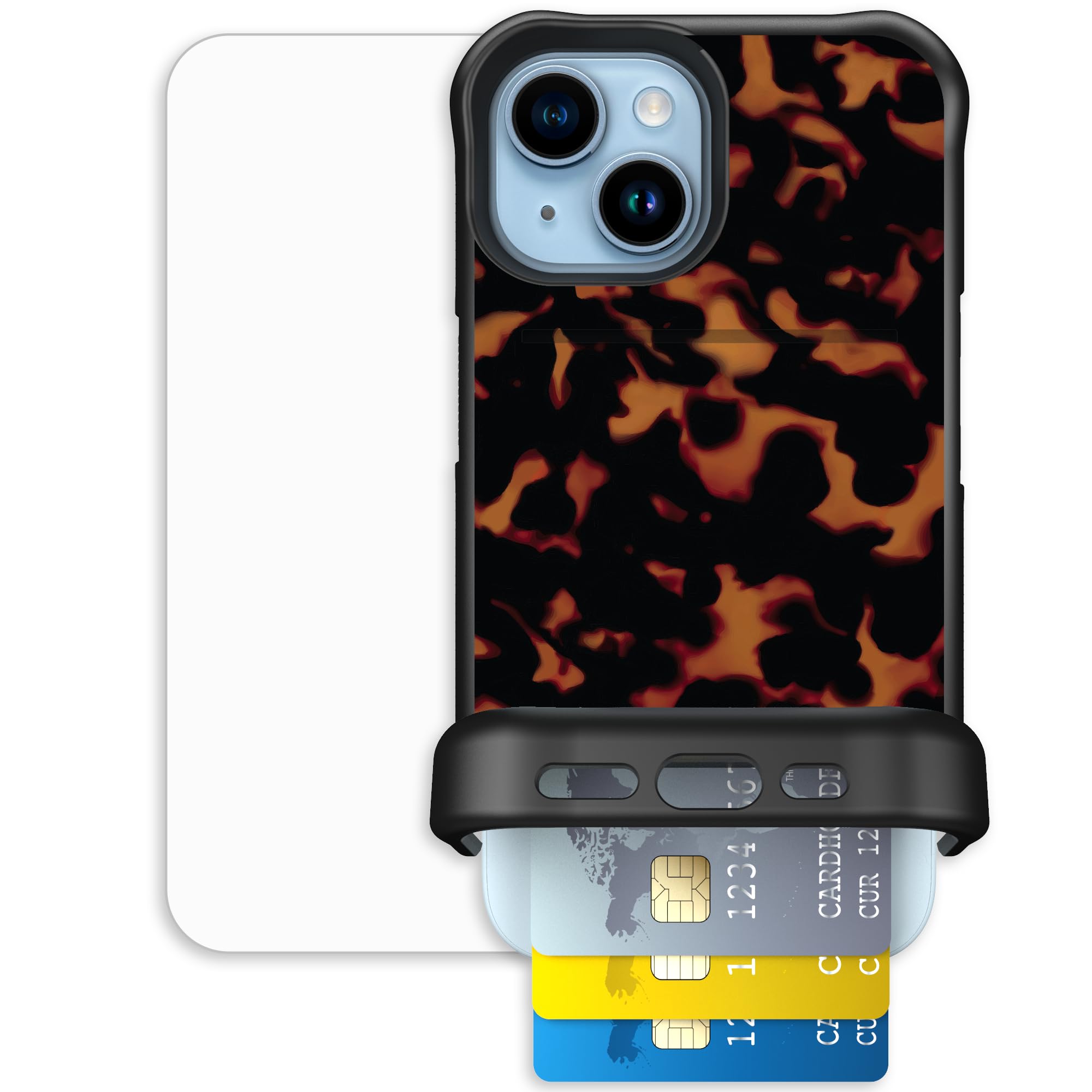 Scooch for iPhone 15 Case with Card Holder, Wingmate Wallet Case with Hidden Card Slot and RFID Protection, Bundled with Tempere