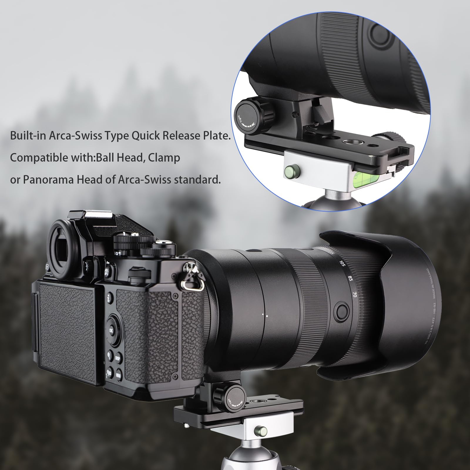Haoge Lf Z72 Lens Replacement Foot For Nikon Nikkor Z 70 200Mm F/2.8 Vr S Lens (Z Mount), Z100 400Mm Collar Tripod Mount Ring Built In Arca Type Quick Release Plate On Nikon Z6Ii Z7Ii Z7 Z6 Z5 Camera