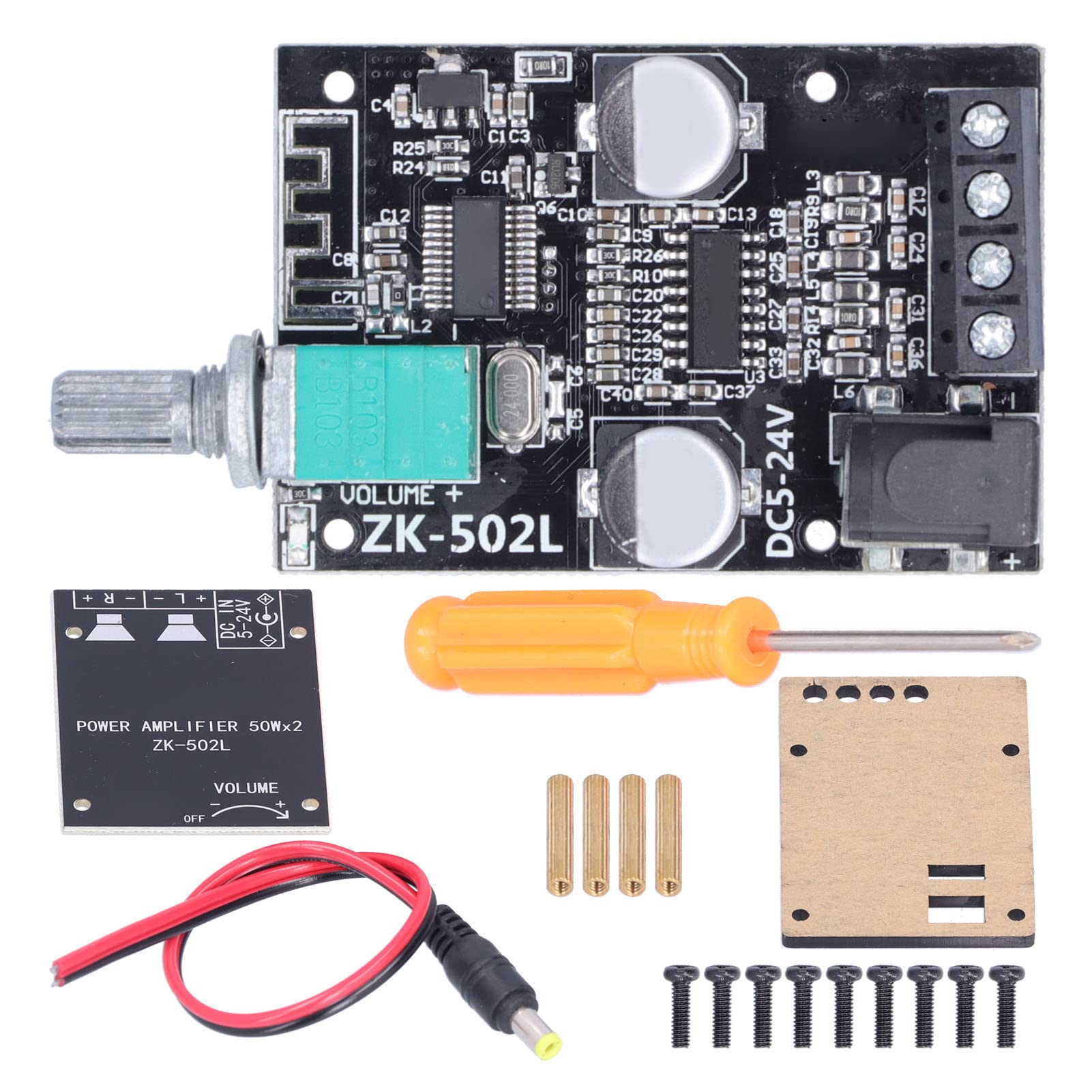 Zk 502L Bluetooth Power Amplifier Board 5.0 Stereo Audio Receiver Channels Digital Audio Amplifier Module For Diy Speakers 5 24V
