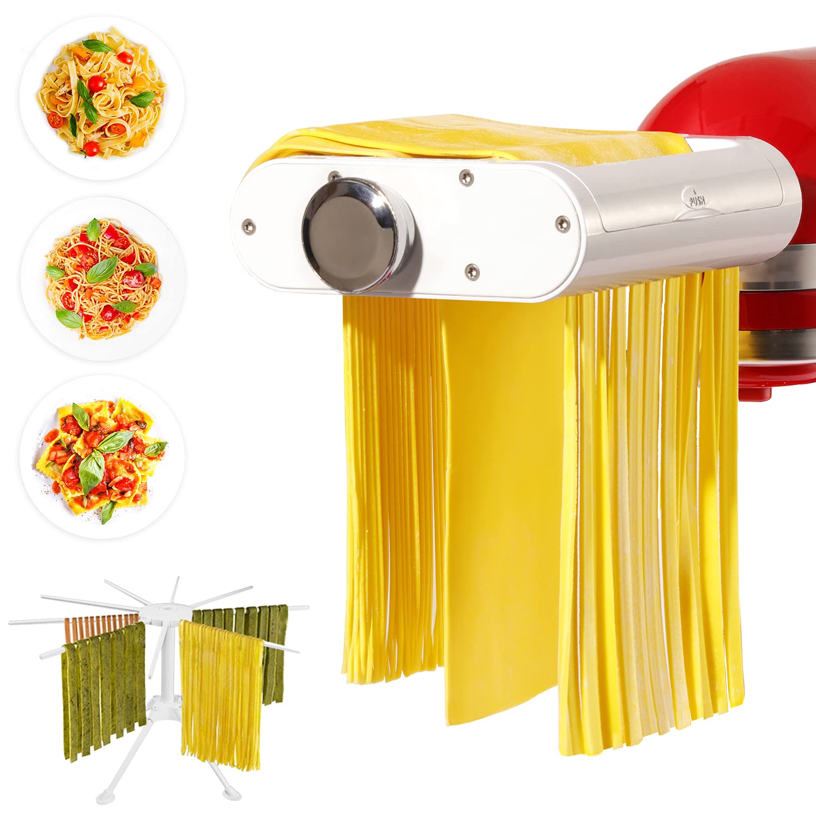 Antree 3 1 Pasta Maker Attachment For Kitchenaid Includes Pasta Sheet Roller Attachment & Spaghetti Cutter & Fettuccine Cutter A