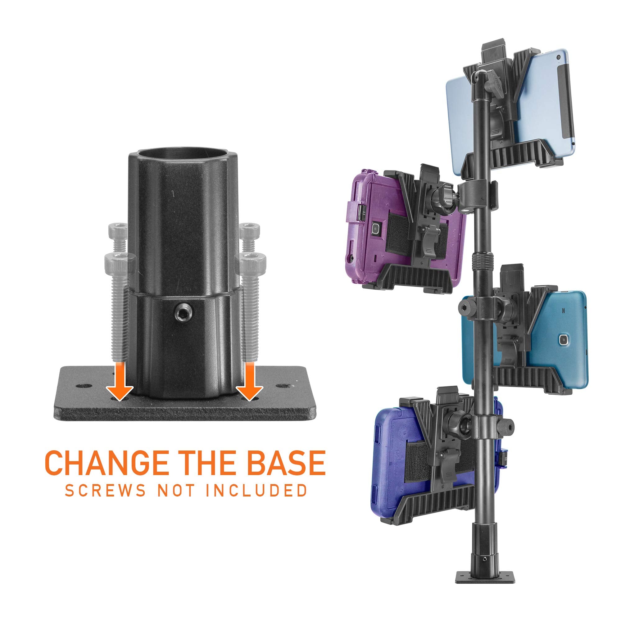 Ibolt Tabdock Point Of Purchase Clamp Mount - With 4 Tablet Holders Perfect For Multiple Delivery Applications (Doordash, Uber E