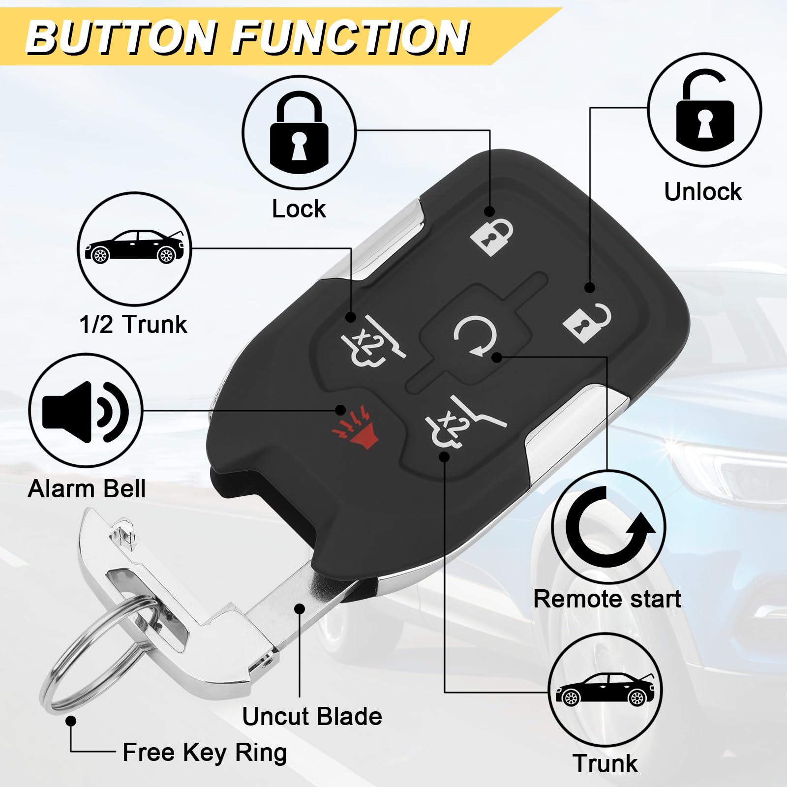 Vurkcy Key Fob Replacement For 2015-2020 Chevy Suburban Tahoe/ 15-20 Gmc Yukon And Yukon Xl Car Keyless Entry Remote Control,Hyq