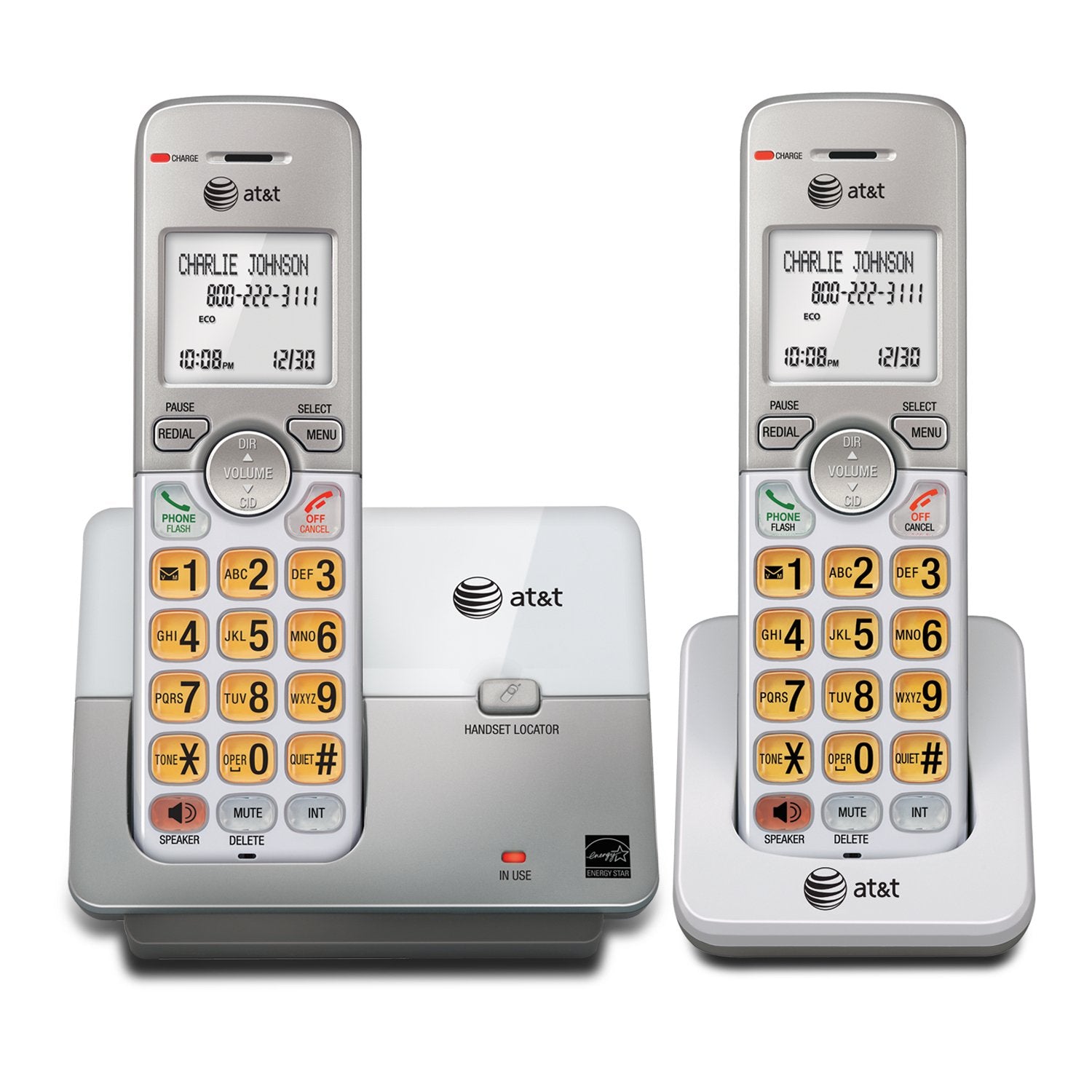 At&T El51203 2 Handset Dect 6.0 Cordless Home Phone Full Duplex Handset Speakerphone, Backlit Display, Lighted Keypad, Caller Id