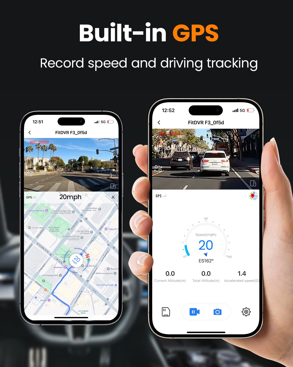 Fitdvr 4K 3 Channel Dash Cam, 2160P+1080P+1080P Front And Rear Inside Car Camera With 64Gb Card, Wifi Built-In Gps, 3 Ips Screen