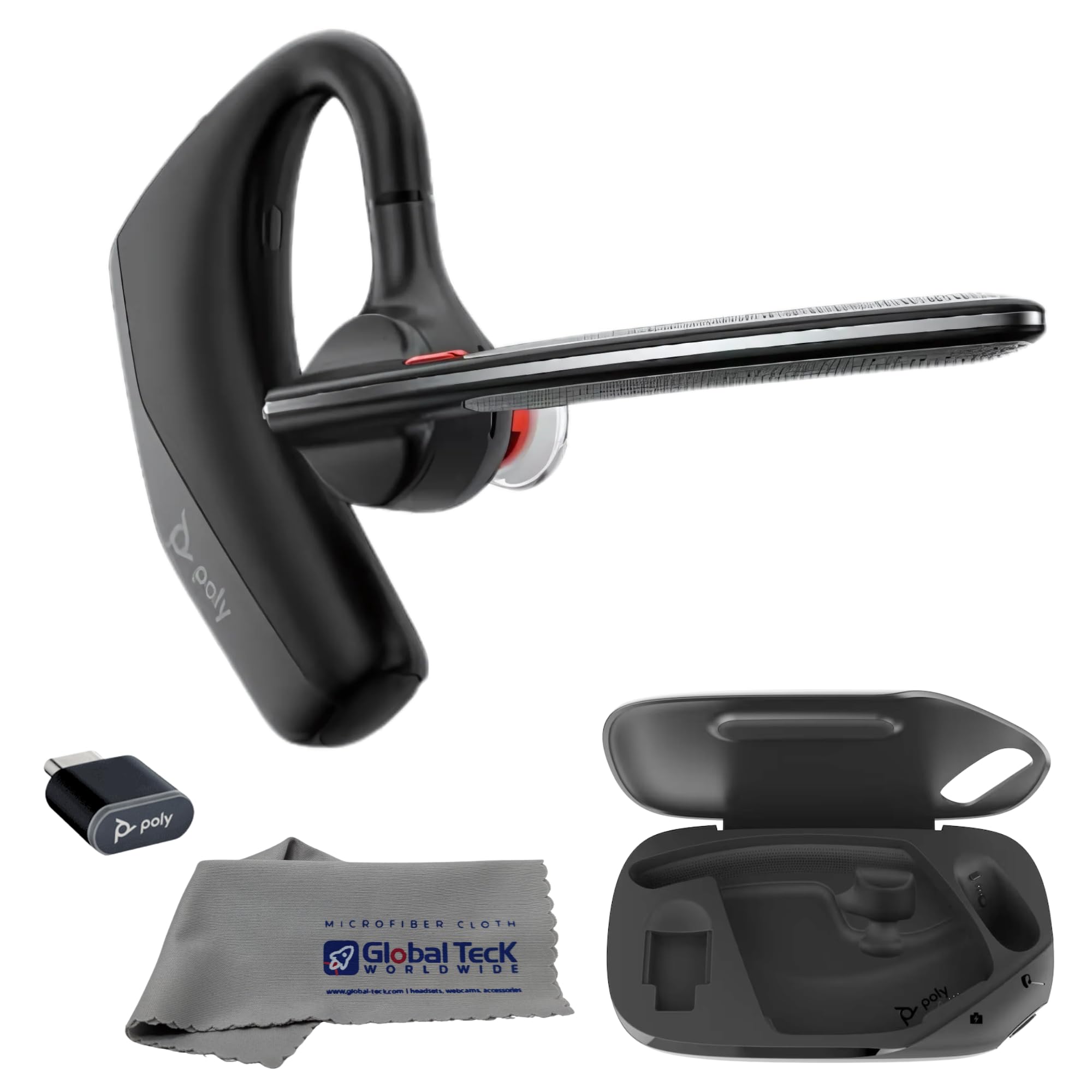 Poly Voyager Legend 50 UC Bluetooth Headset, Charging Case, AI-Powered Noise Cancellation, 4Mic WindSmart Tech, 10-Hr Battery, 9