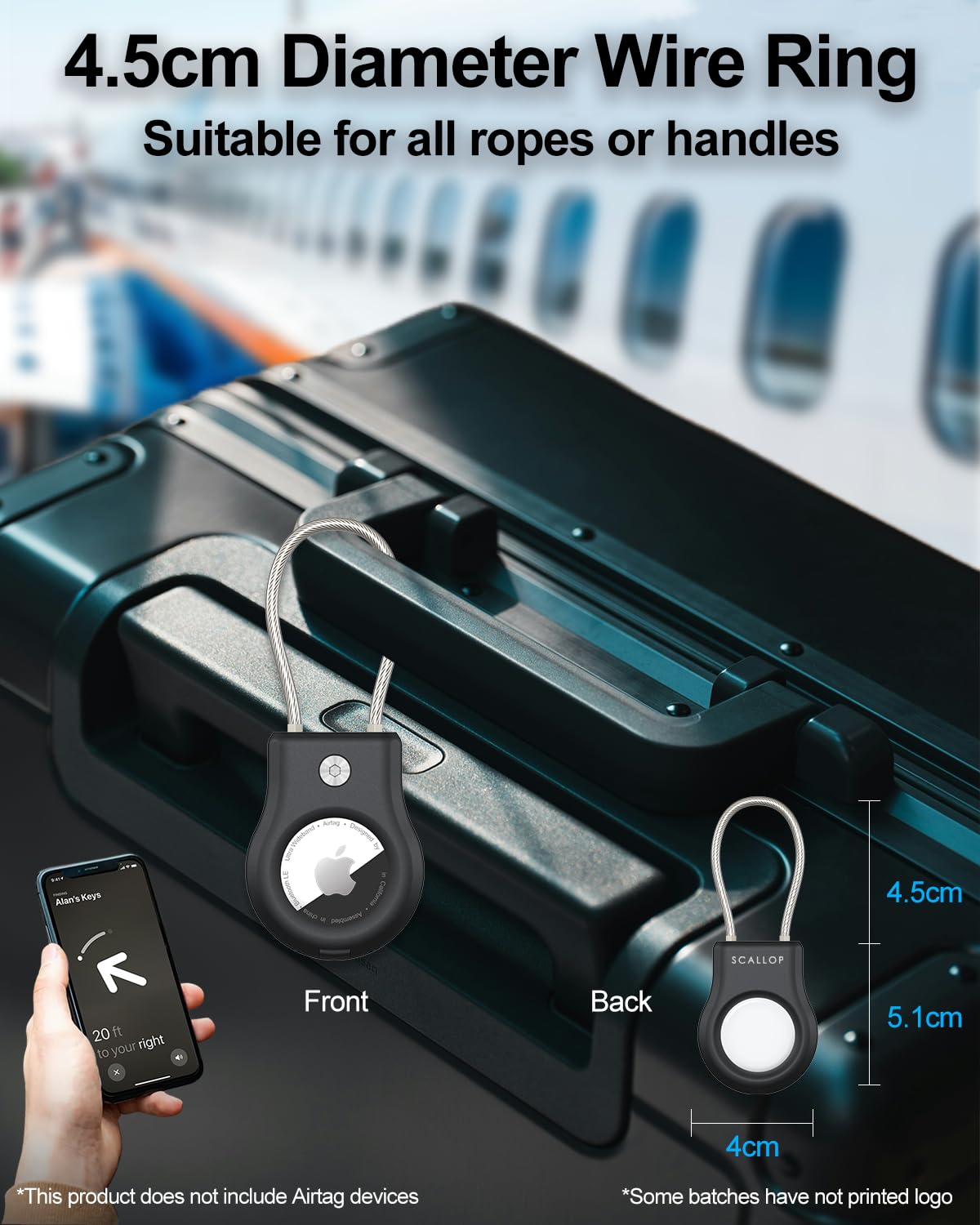 Airtag Keychain Holder 2 Pack, Air Tag Lock Case Holders With Wire Cable, Sturdy Protection Airtag Key Chain, Compatible Apple A